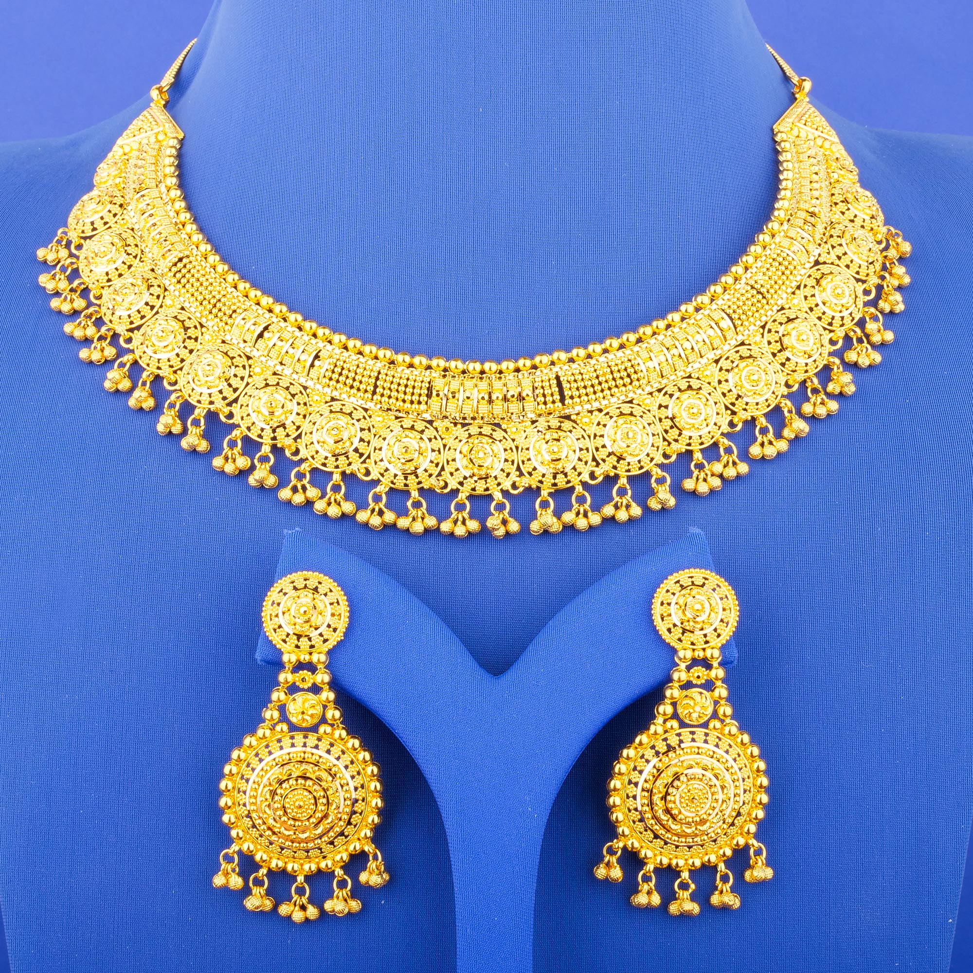 22K Gold Necklace Earring Set