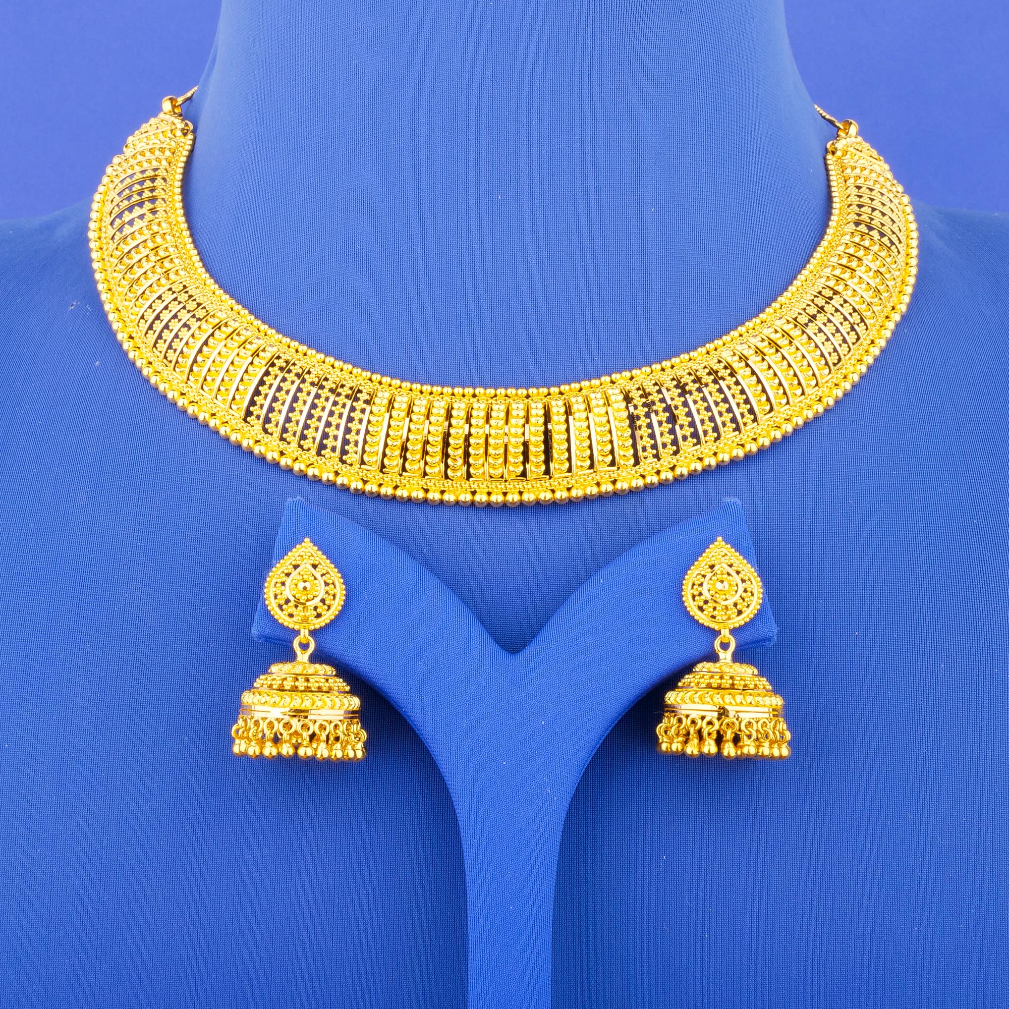 22K Gold Necklace Earring Set