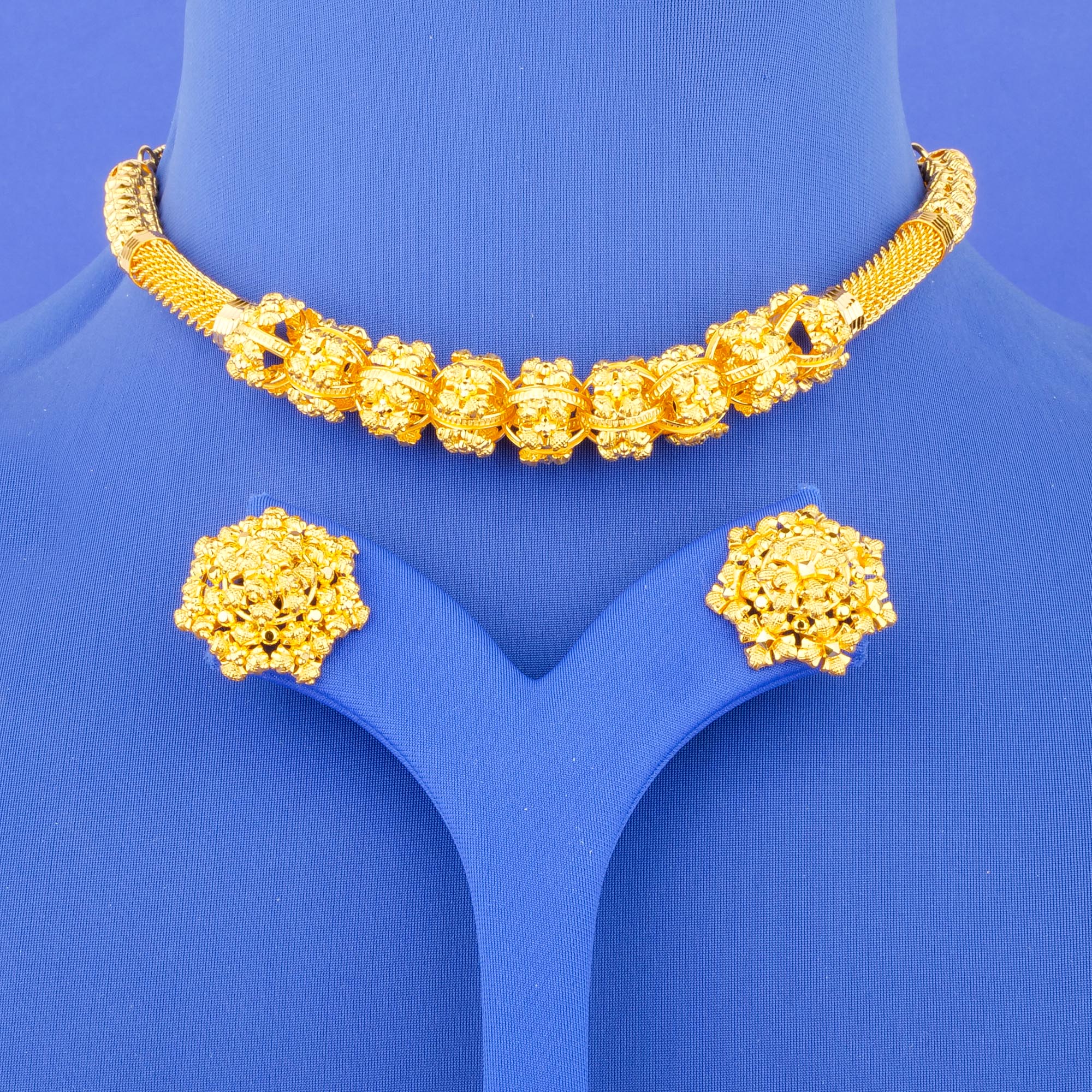 22K Gold Necklace Earring Set