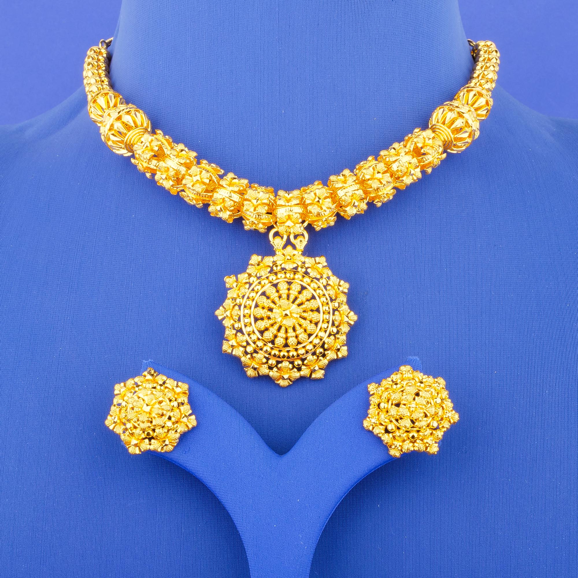 22K Gold Necklace Earring Set