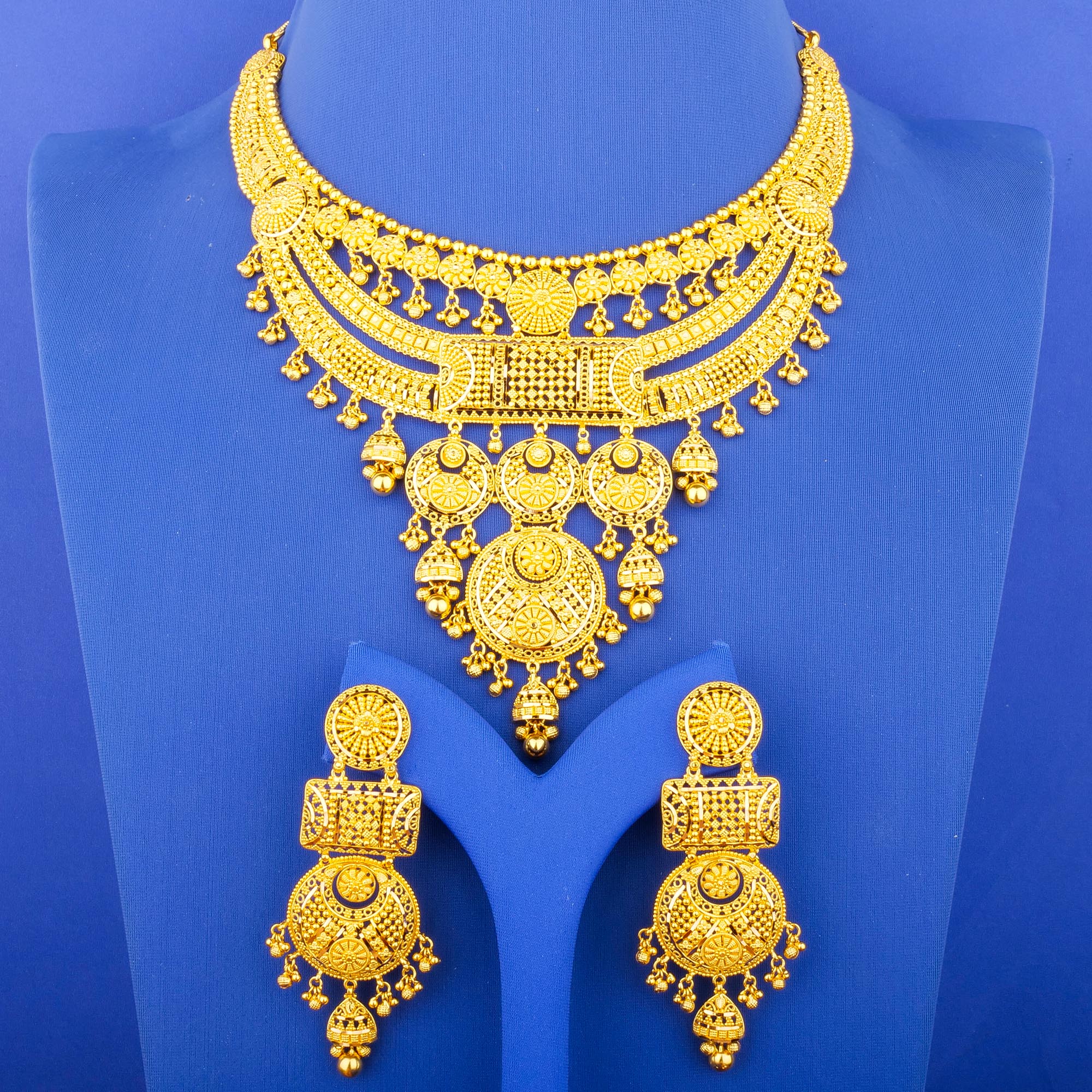 22K Gold Necklace Earring Set