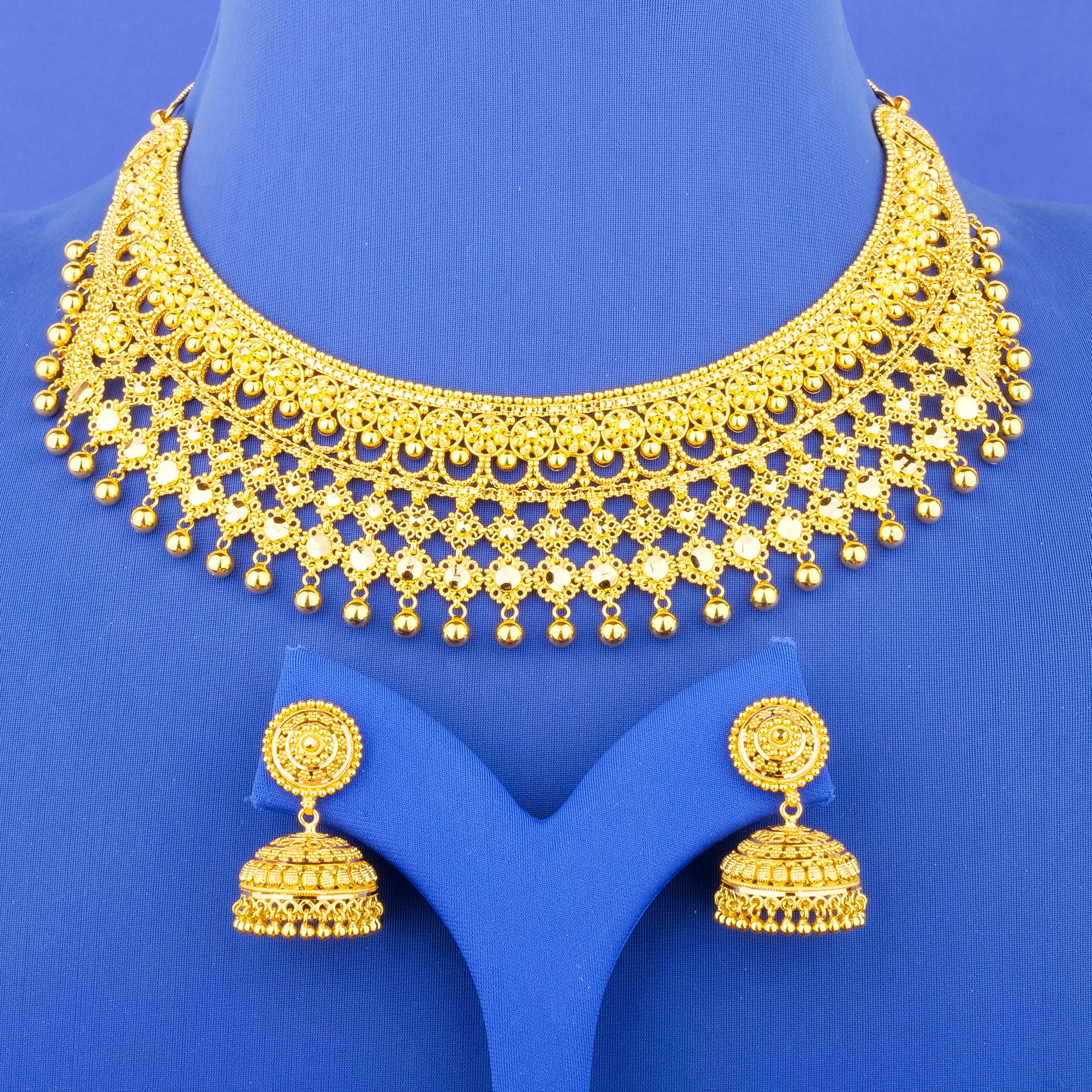 22K Gold Necklace Earring Set