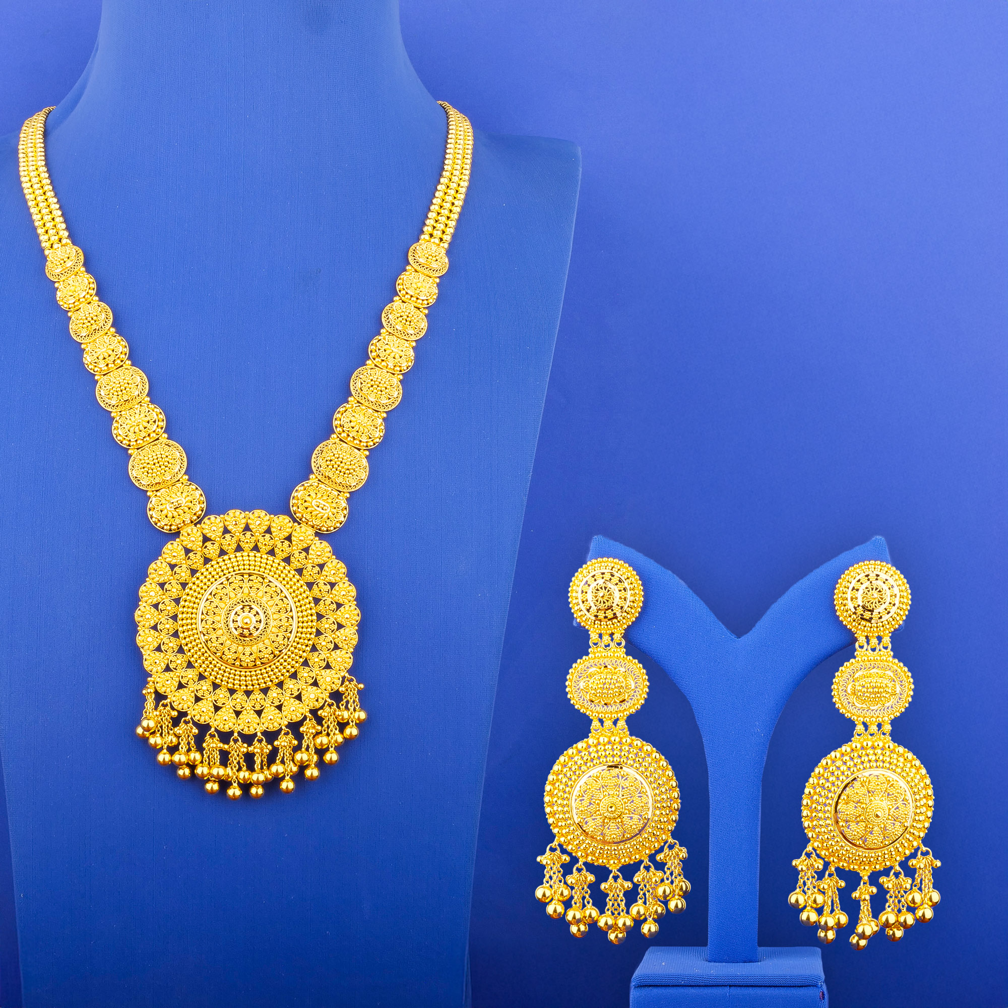 22K Gold Necklace Earring Set (L)