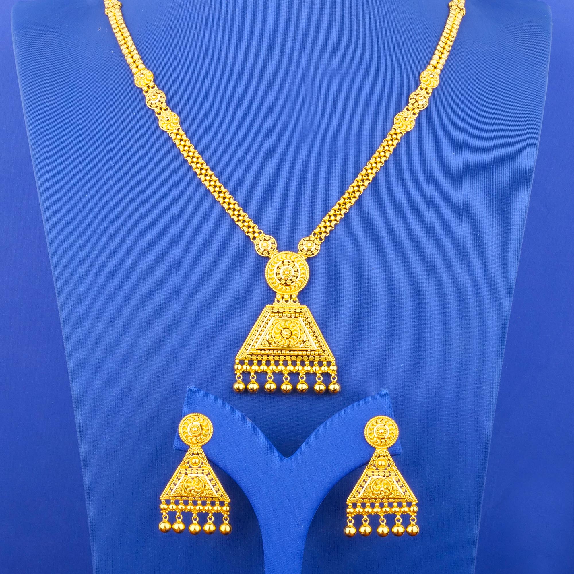 22K Gold Necklace Earring Set (L)