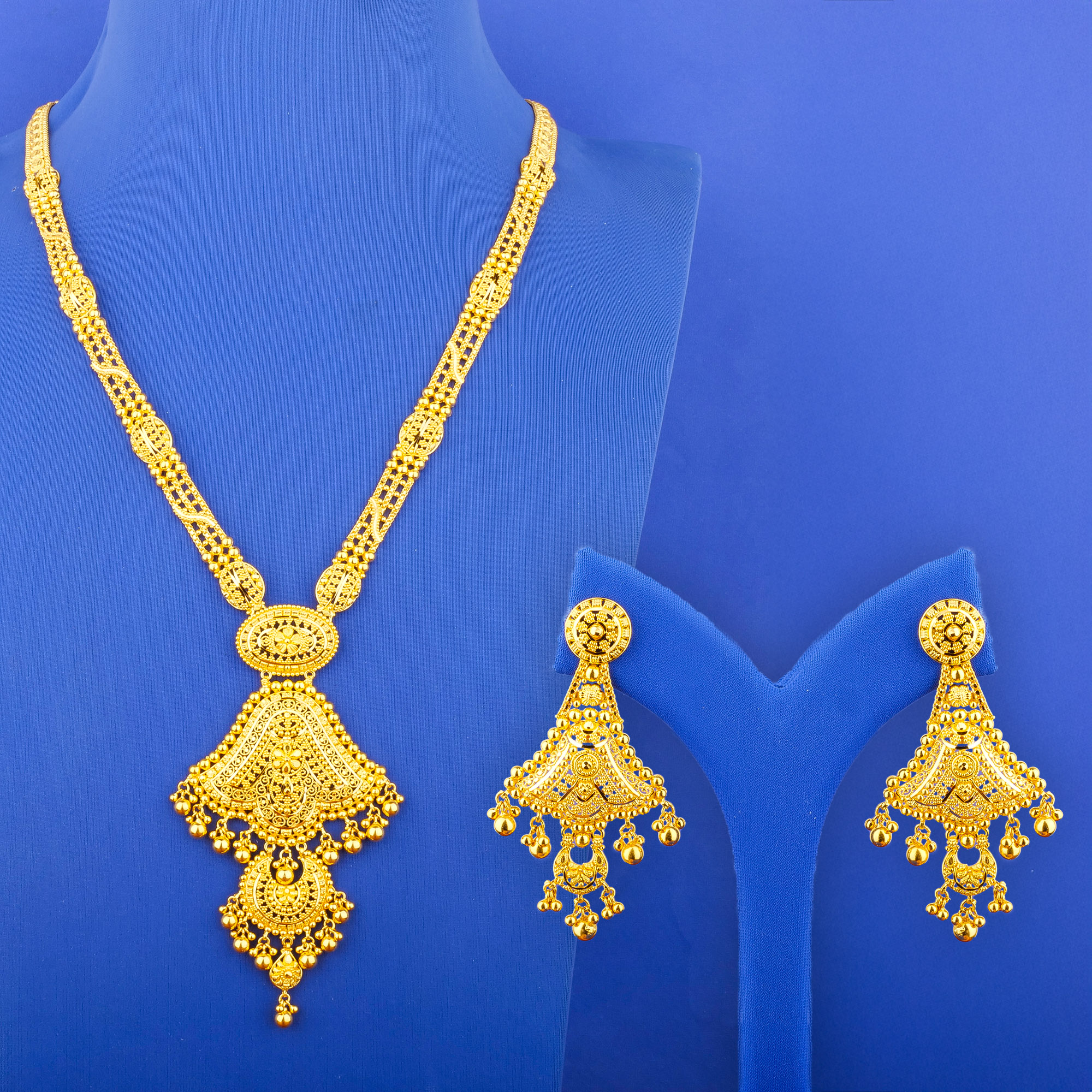 22K Gold Necklace Earring Set (L)