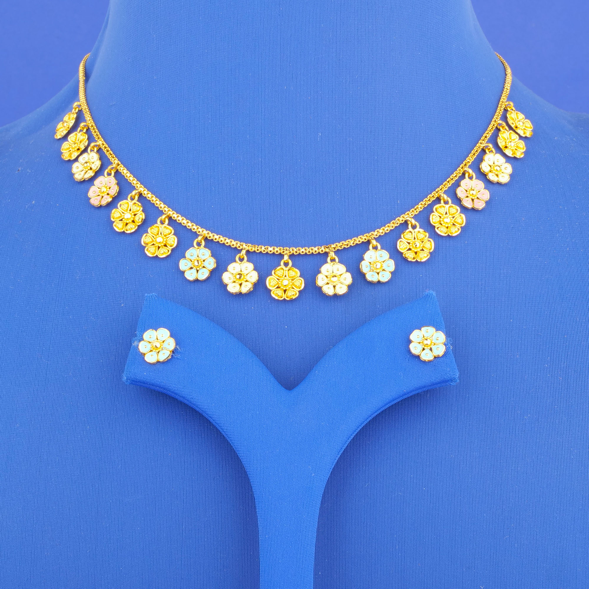 22K Minakari Gold Necklace and Earrings Set