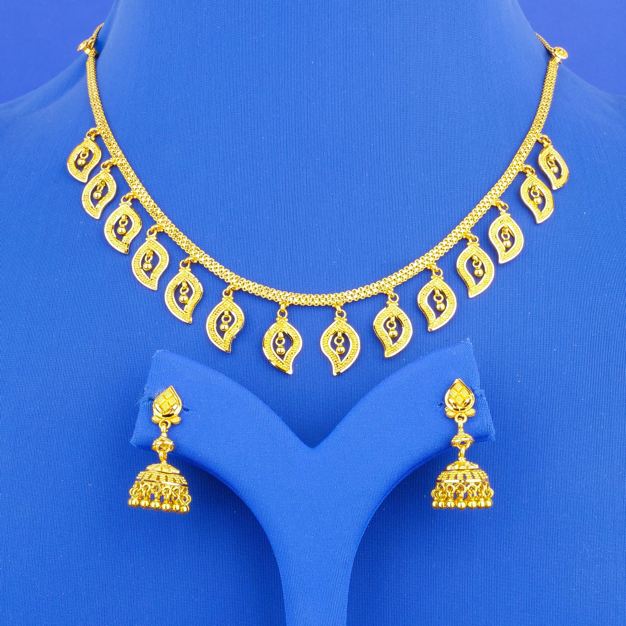 22K Gold Necklace Earring Set