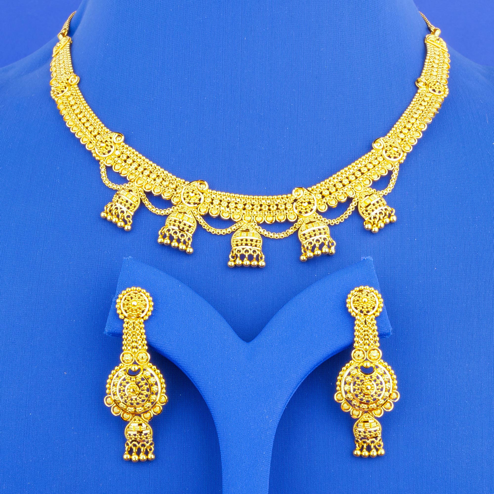 22K Gold Necklace Earring Set