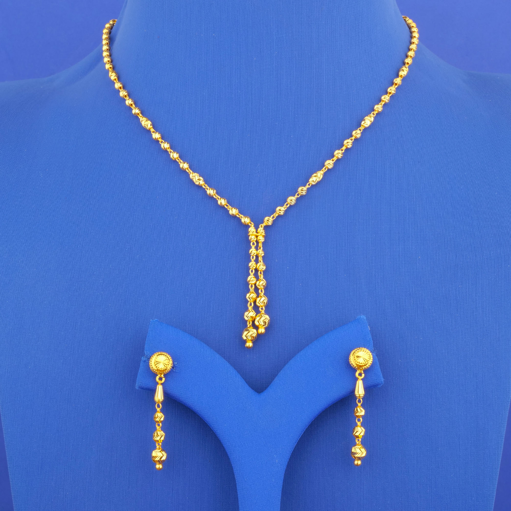 22K Gold Necklace Earring Set