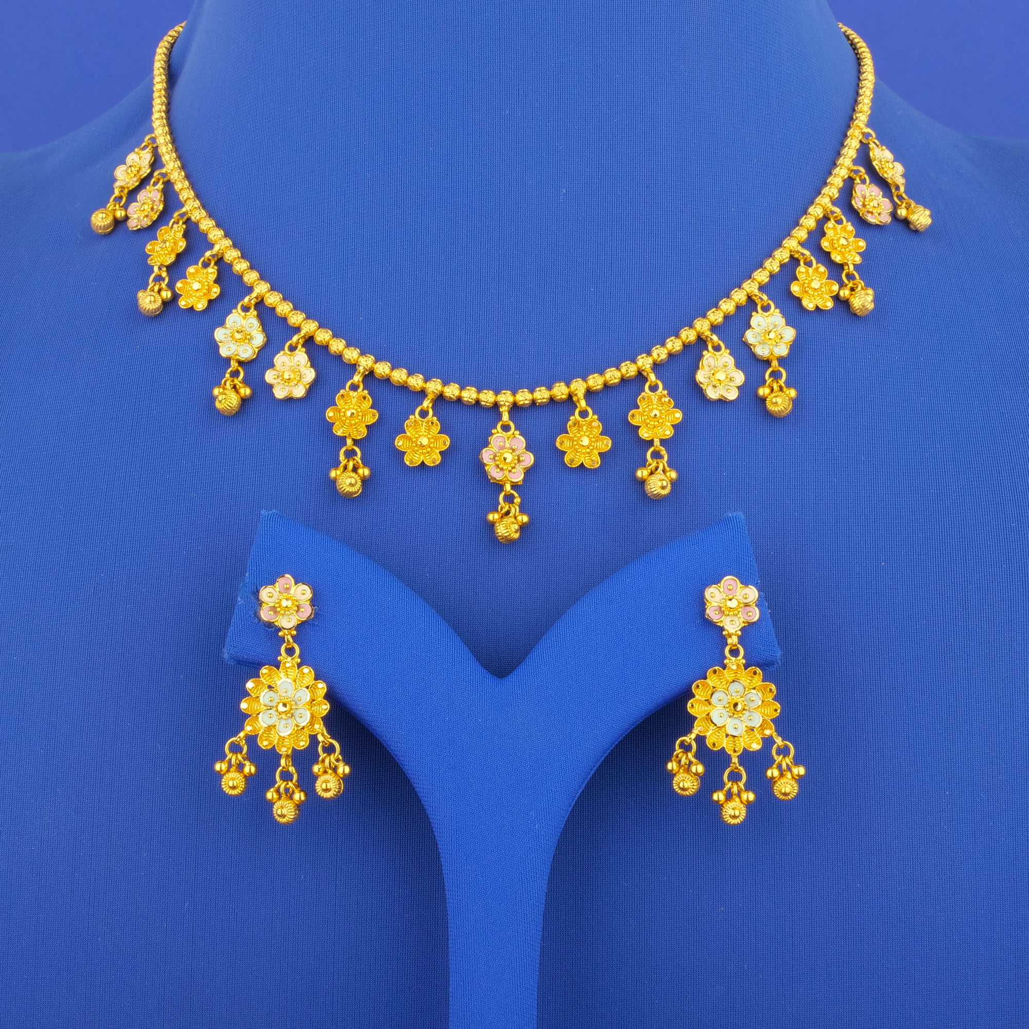 22K Minakari Gold Necklace and Earrings Set