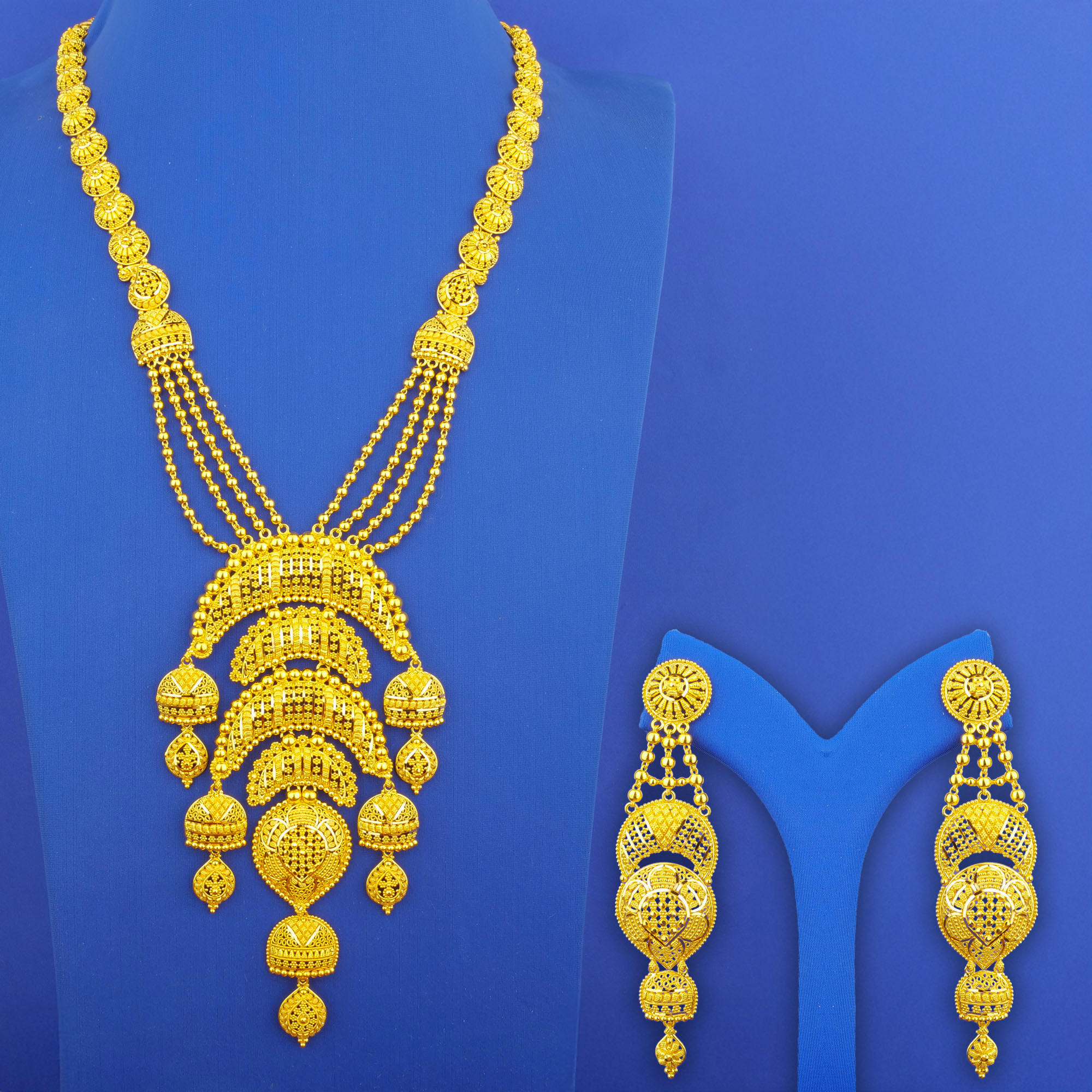 22K Gold Necklace Earring Set (L)