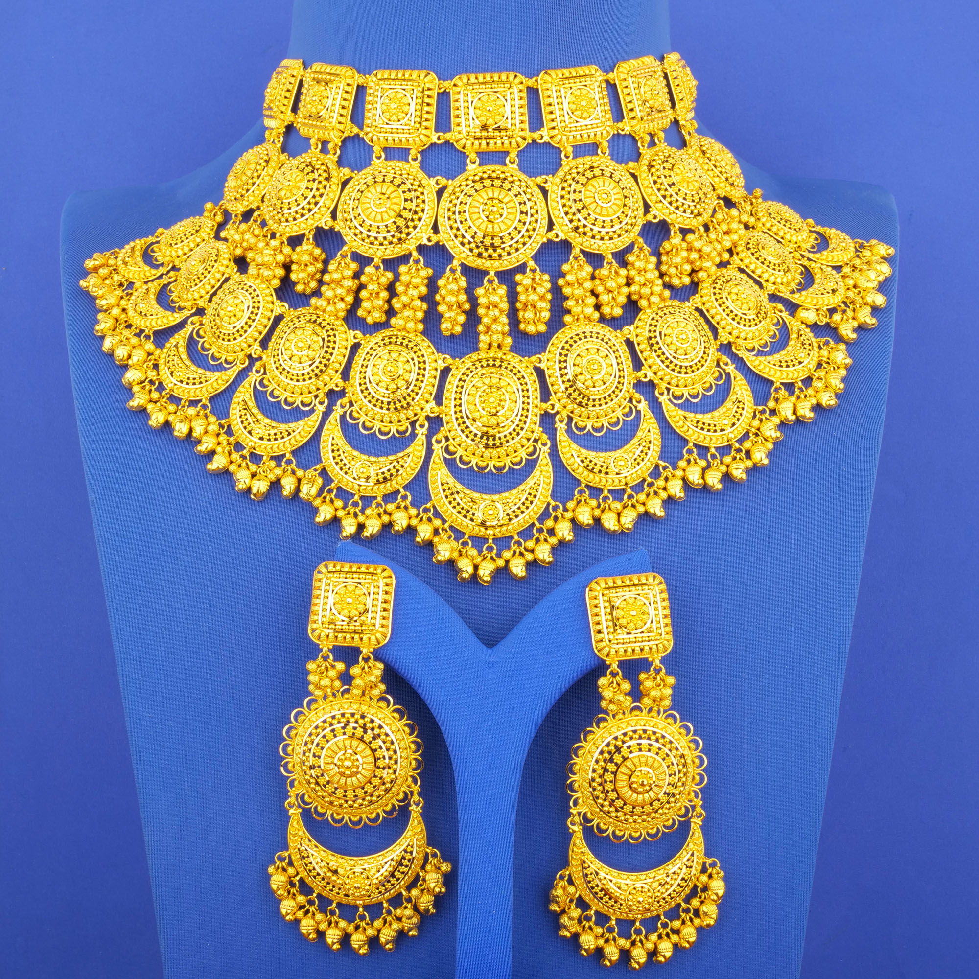 22K Gold Choker/Necklace Earring Set