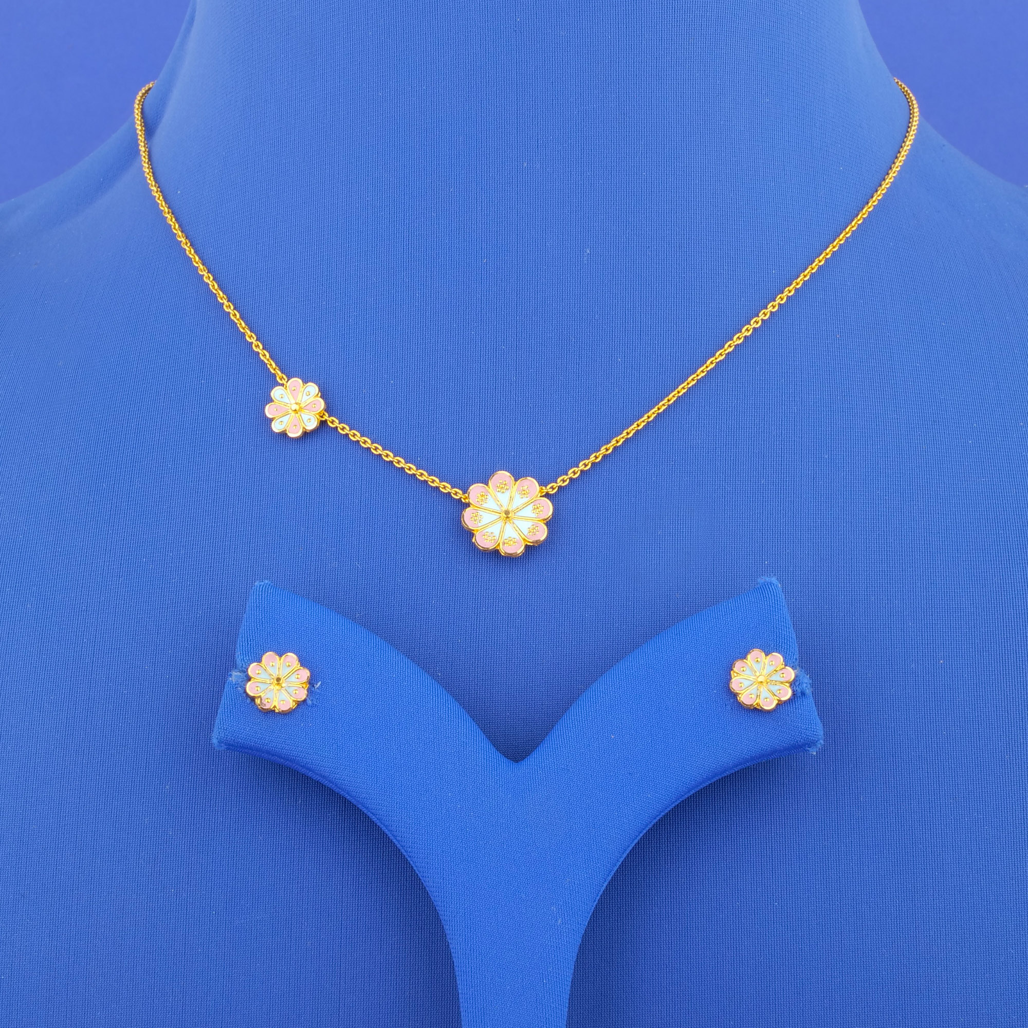 22K Minakari Gold Necklace and Earrings Set