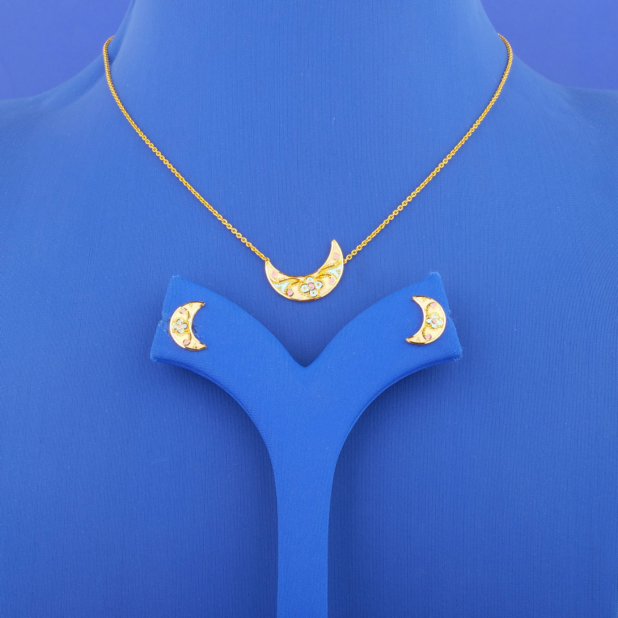 22K Minakari Gold Necklace and Earrings Set