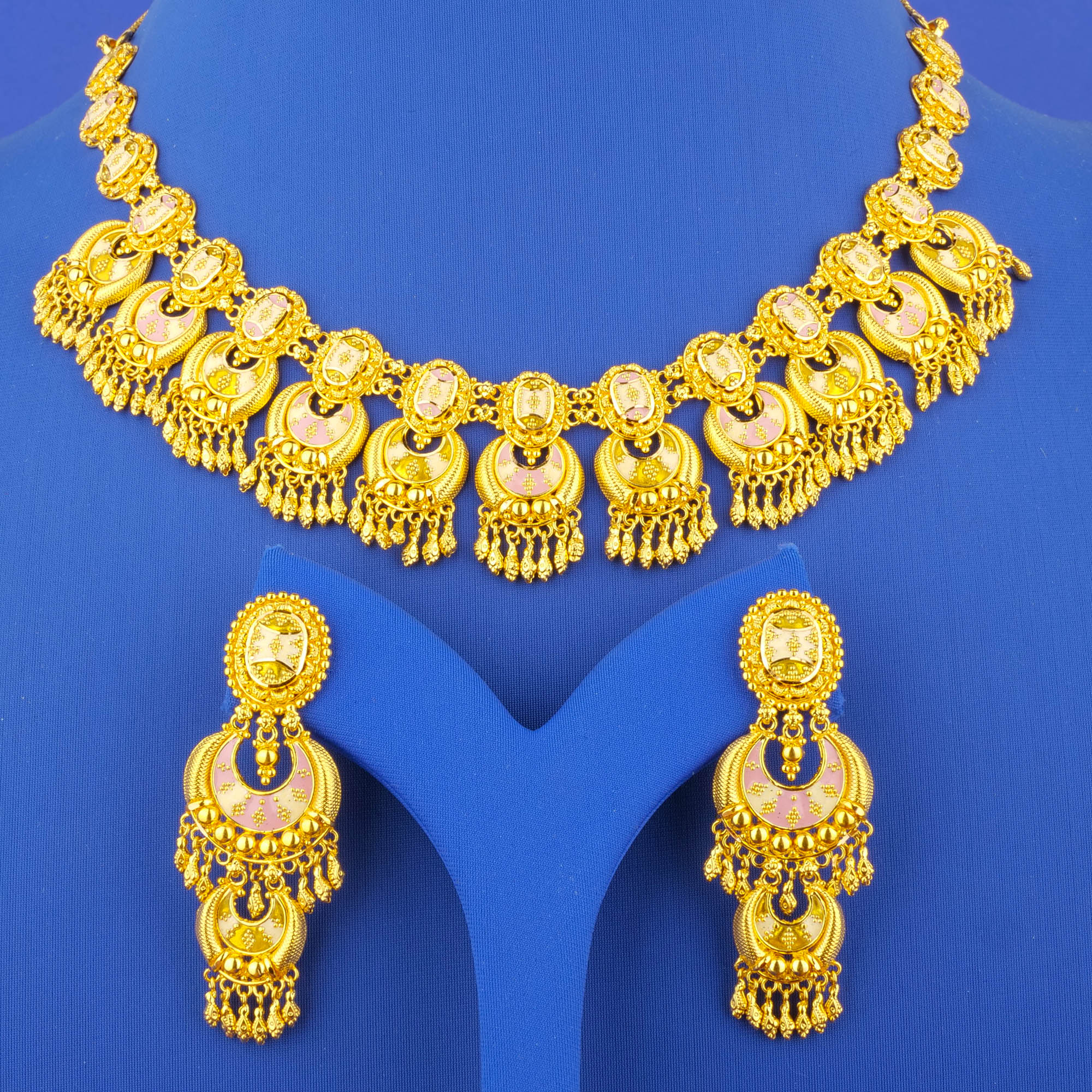22K Minakari Gold Necklace and Earrings Set