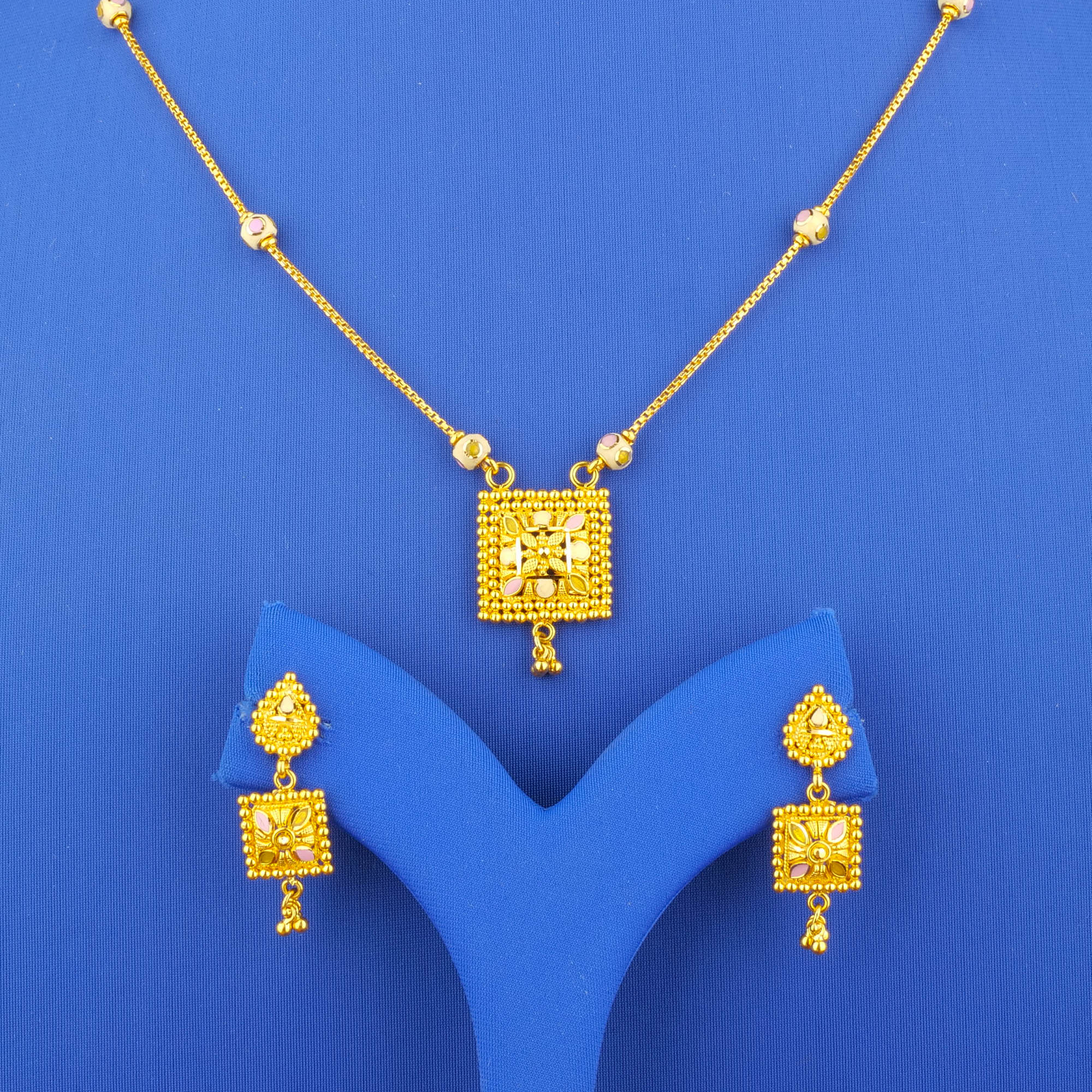 22K Minakari Gold Necklace and Earrings Set