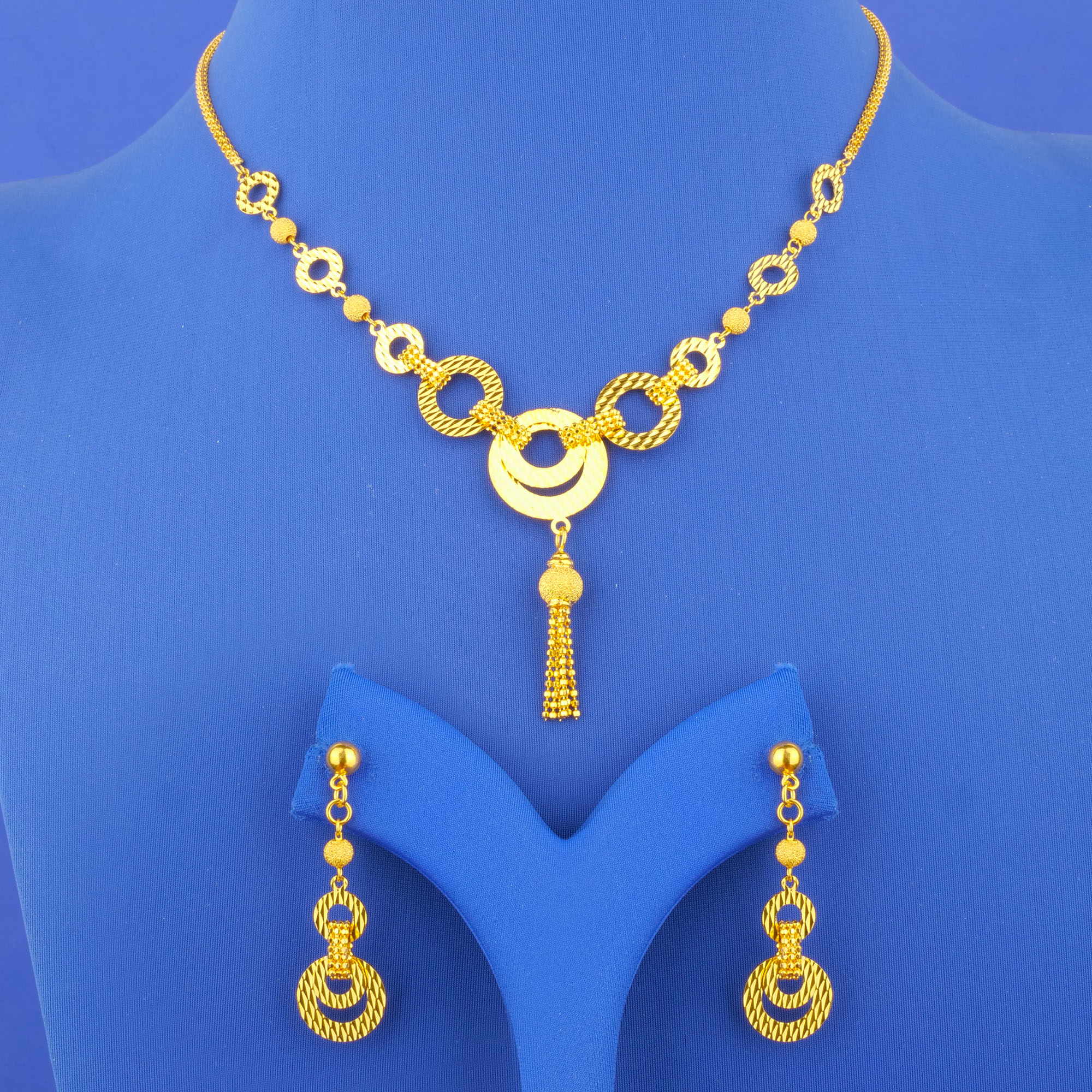 Twenty-Two Karat Gold Necklace and Earrings Set