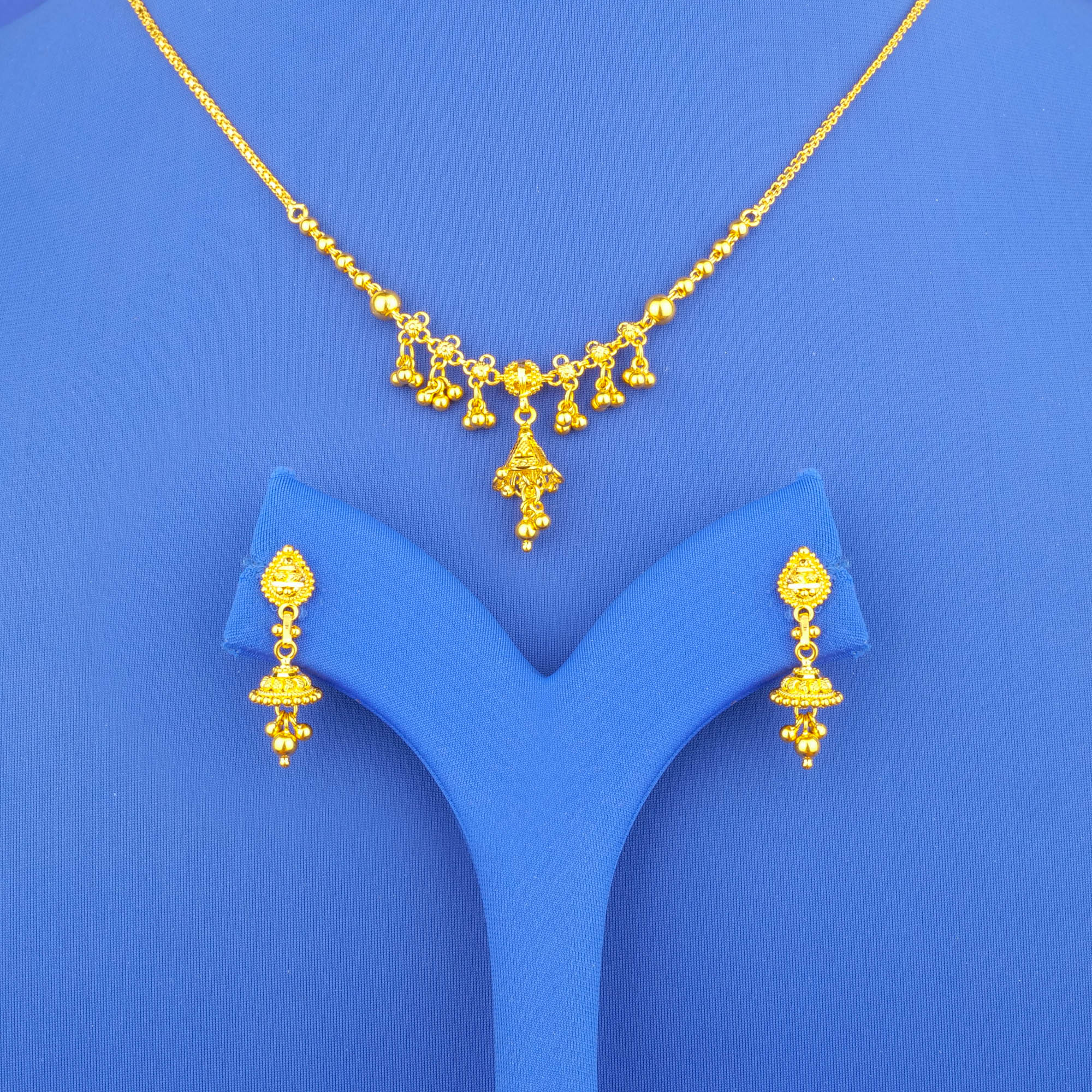 22K Gold Necklace Earring Set