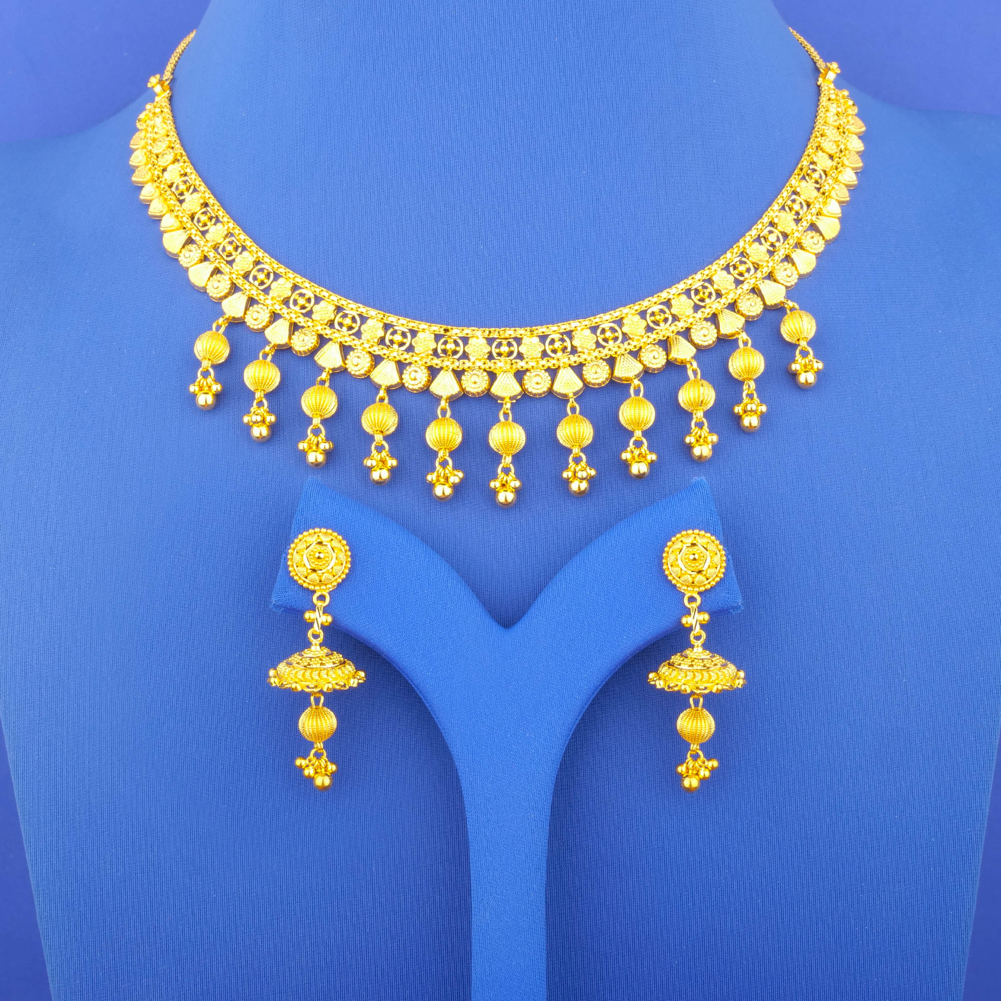22K Gold Necklace and Earrings Set