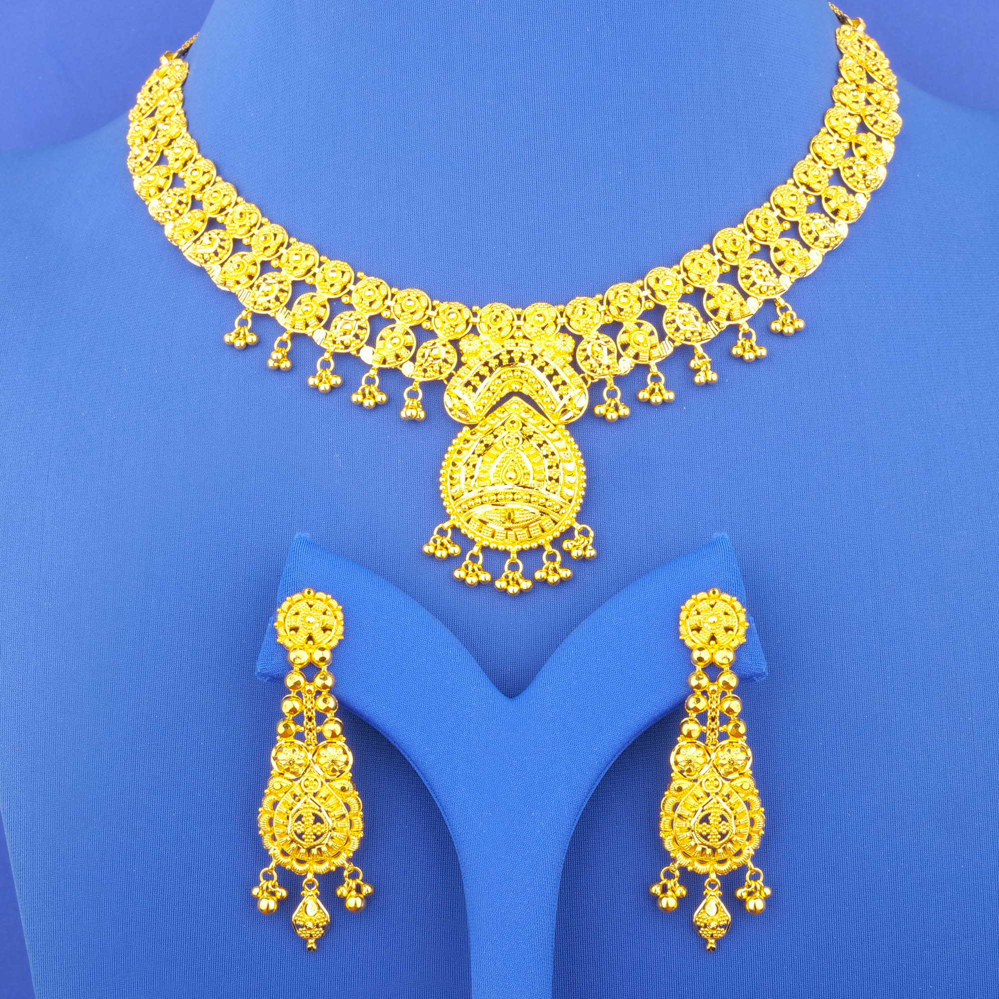 22K Gold Necklace and Earrings Set