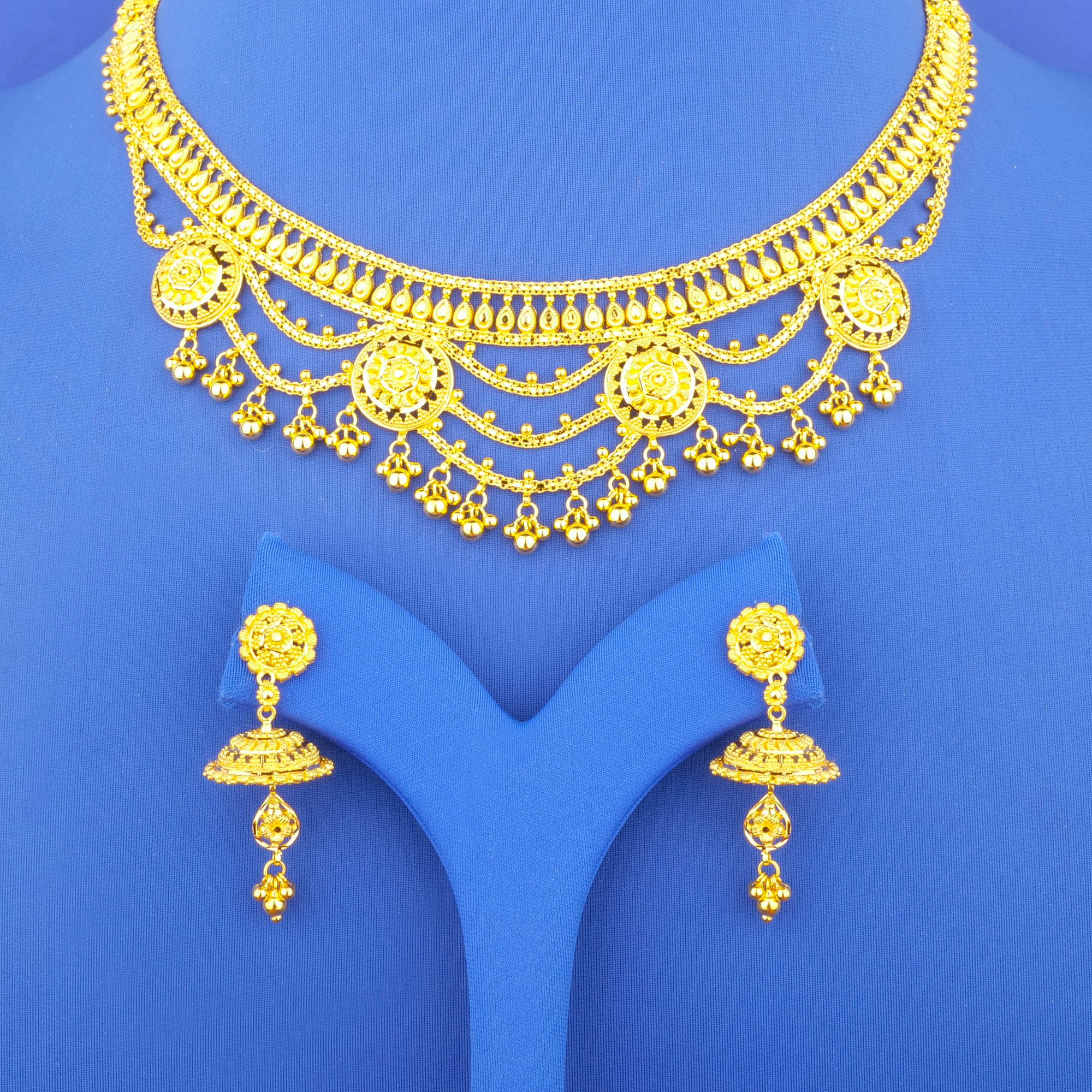 22K Gold Necklace and Earrings Set