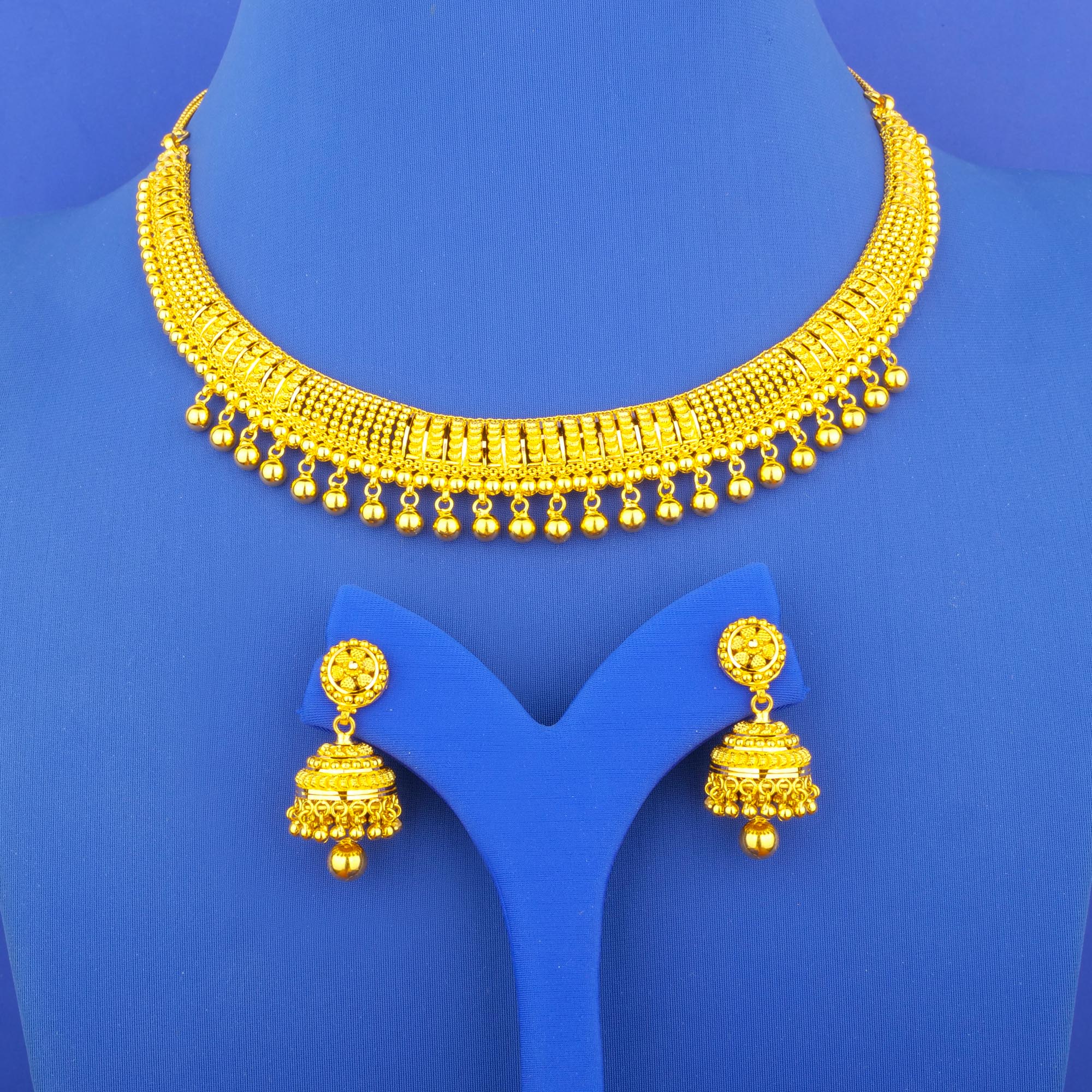 Twenty-Two Karat Gold Necklace Earring Set