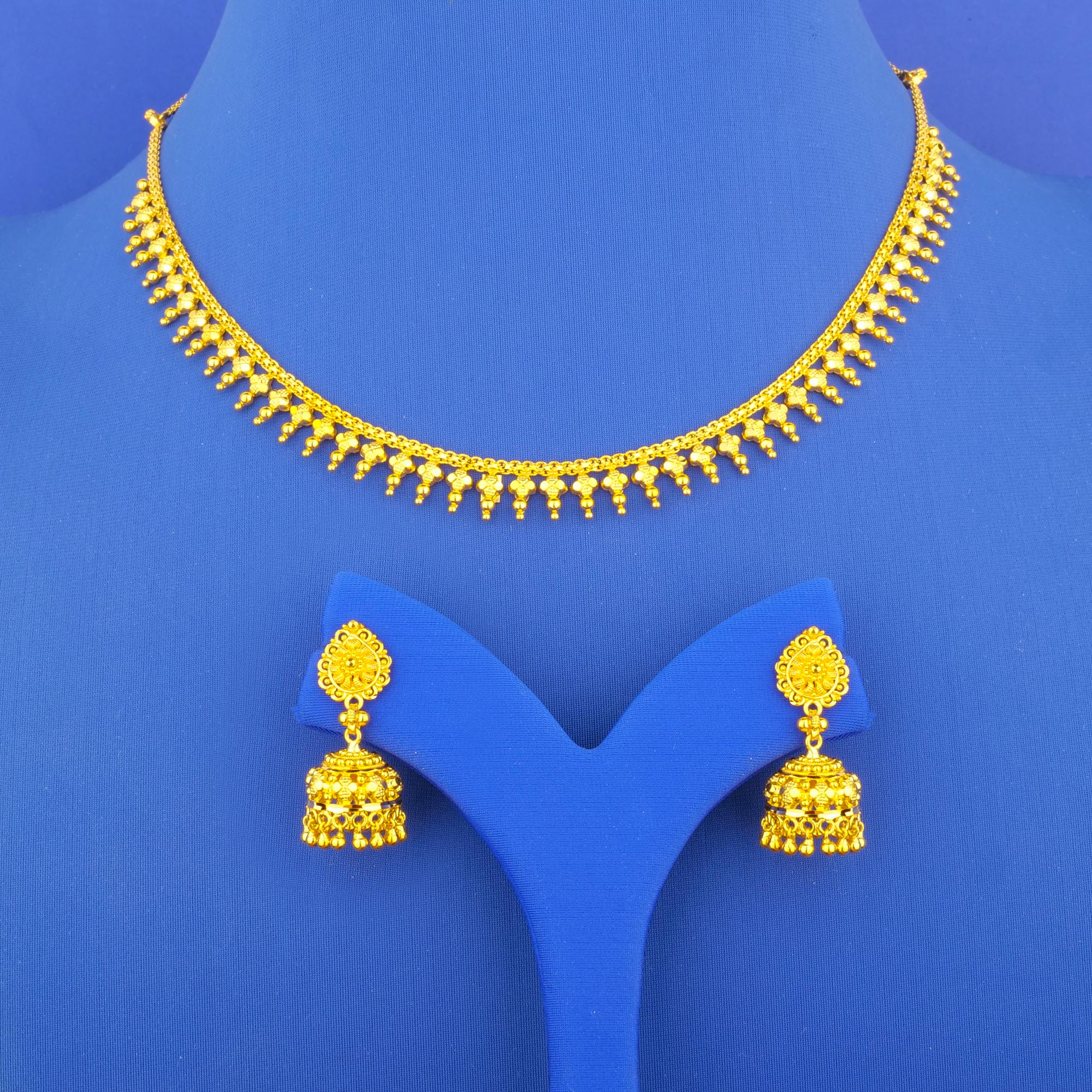 Twenty-Two Karat Gold Necklace and Earrings Set