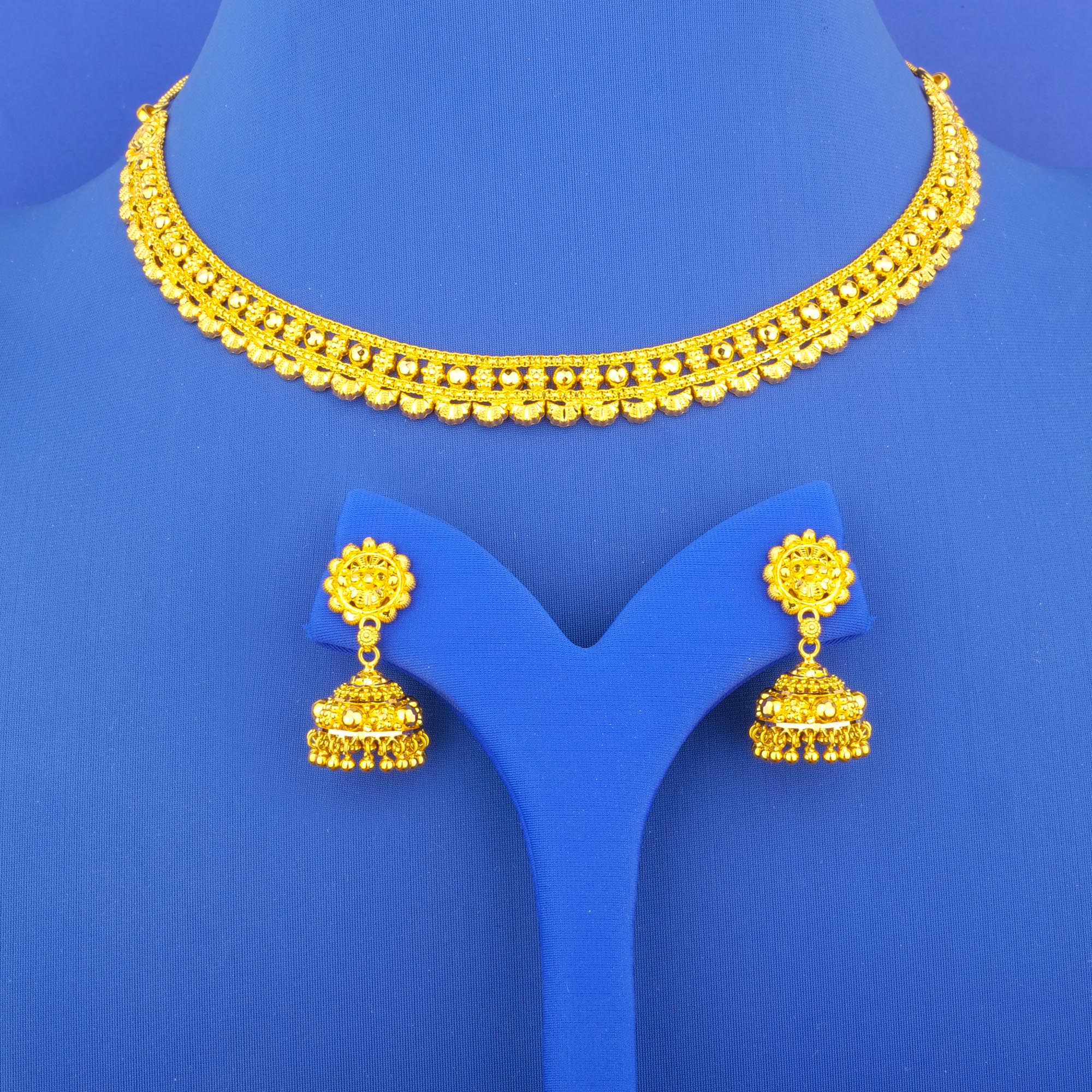 Twenty-Two Karat Gold Necklace and Earrings Set
