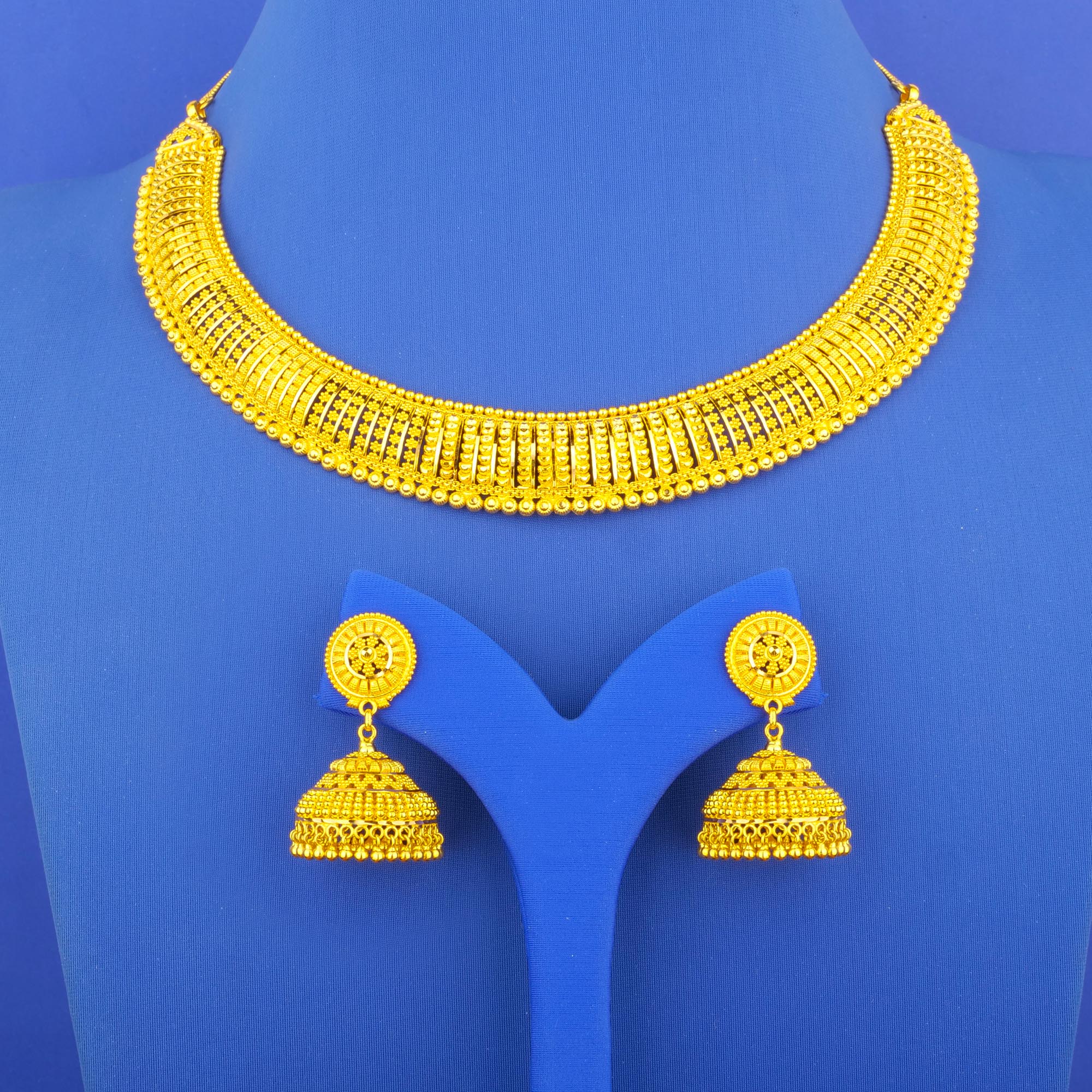 Twenty-Two Karat Gold Necklace Earring Set