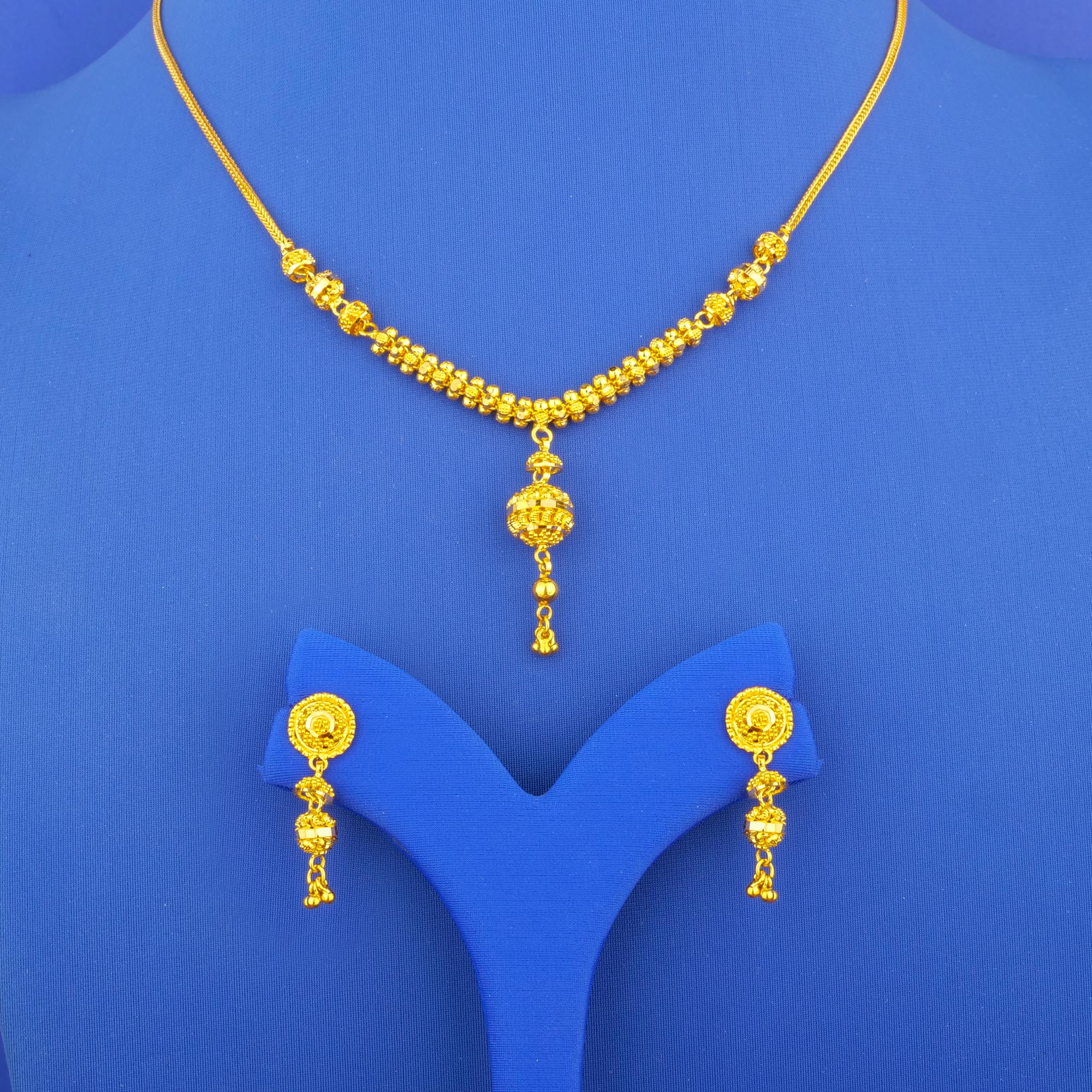 Twenty-Two Karat Gold Necklace and Earrings Set