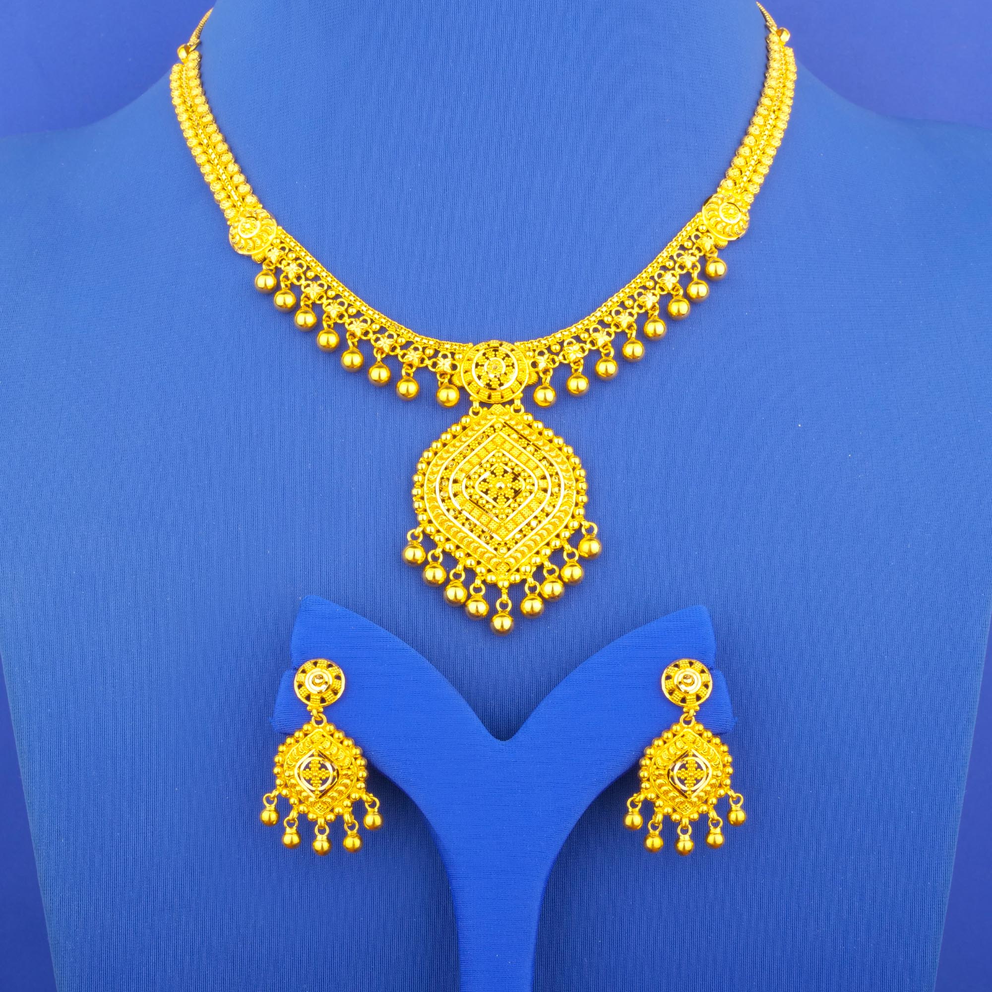 Twenty-Two Karat Gold Necklace Earring Set
