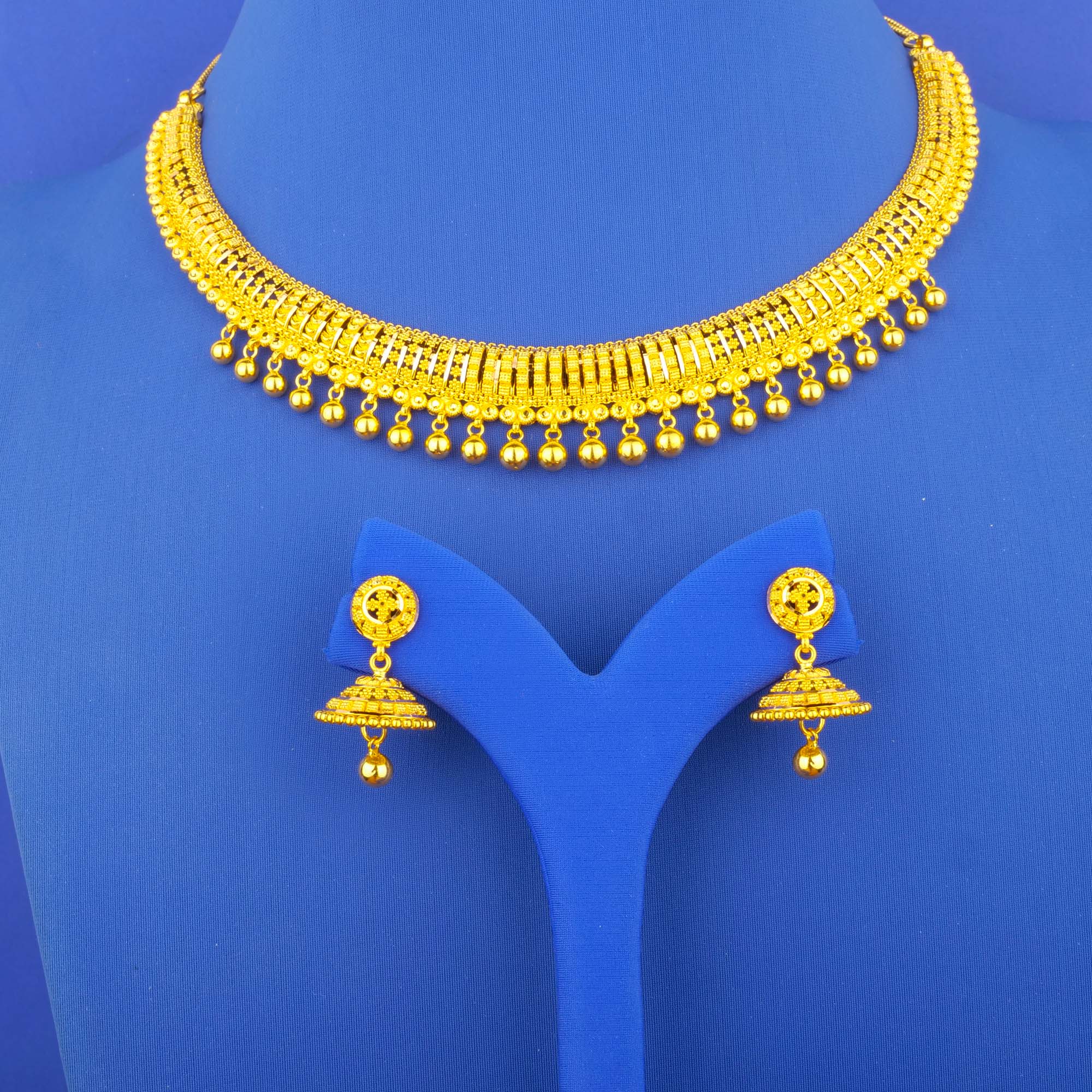 Twenty-Two Karat Gold Necklace Earring Set