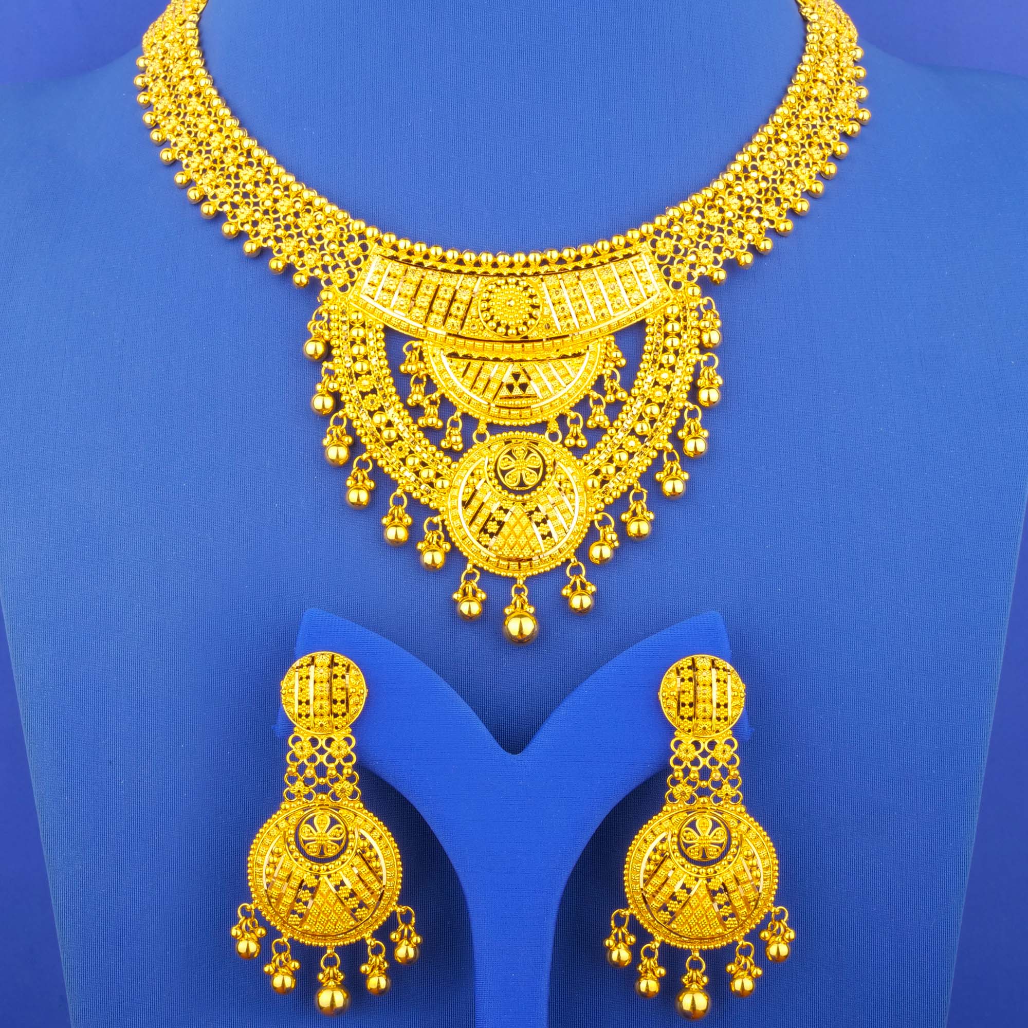 Twenty-Two Karat Gold Necklace Earring Set