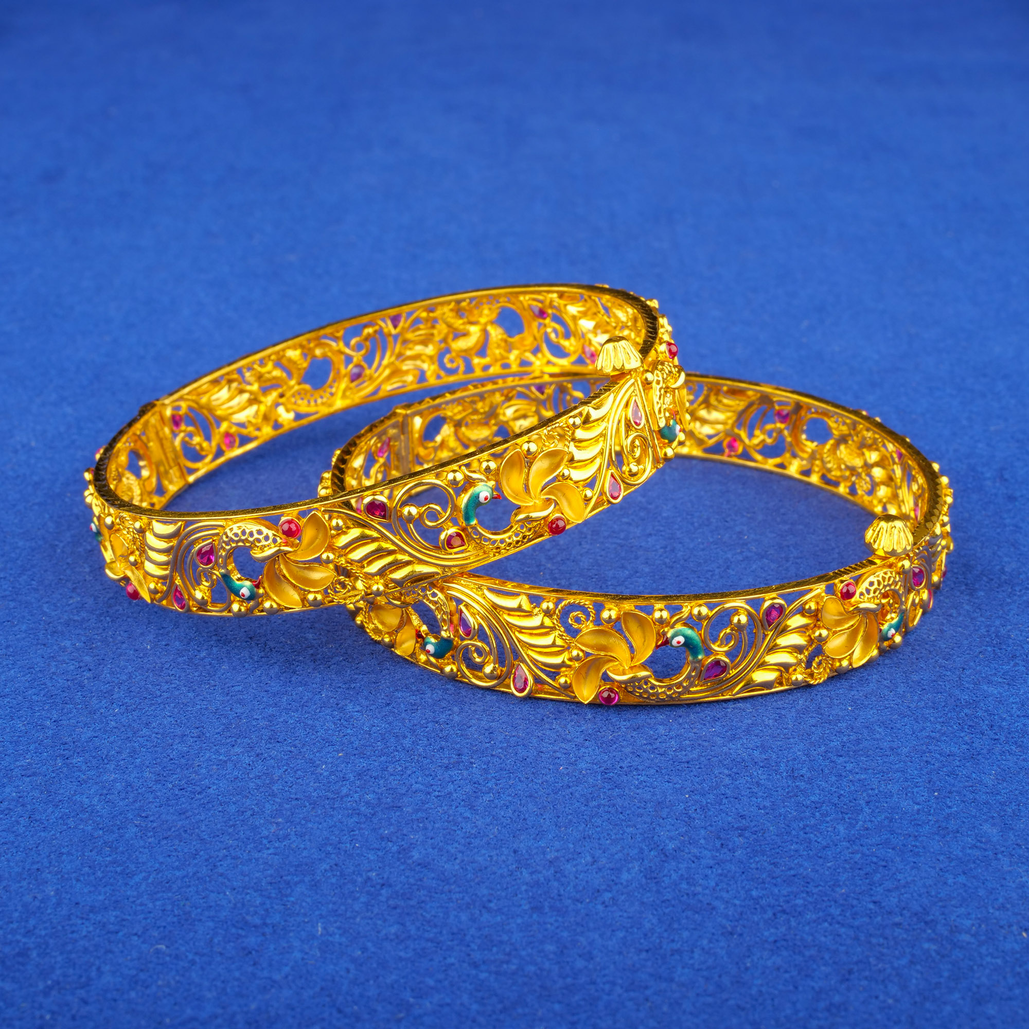 22K Minakari Gold Colored Stone Bangles