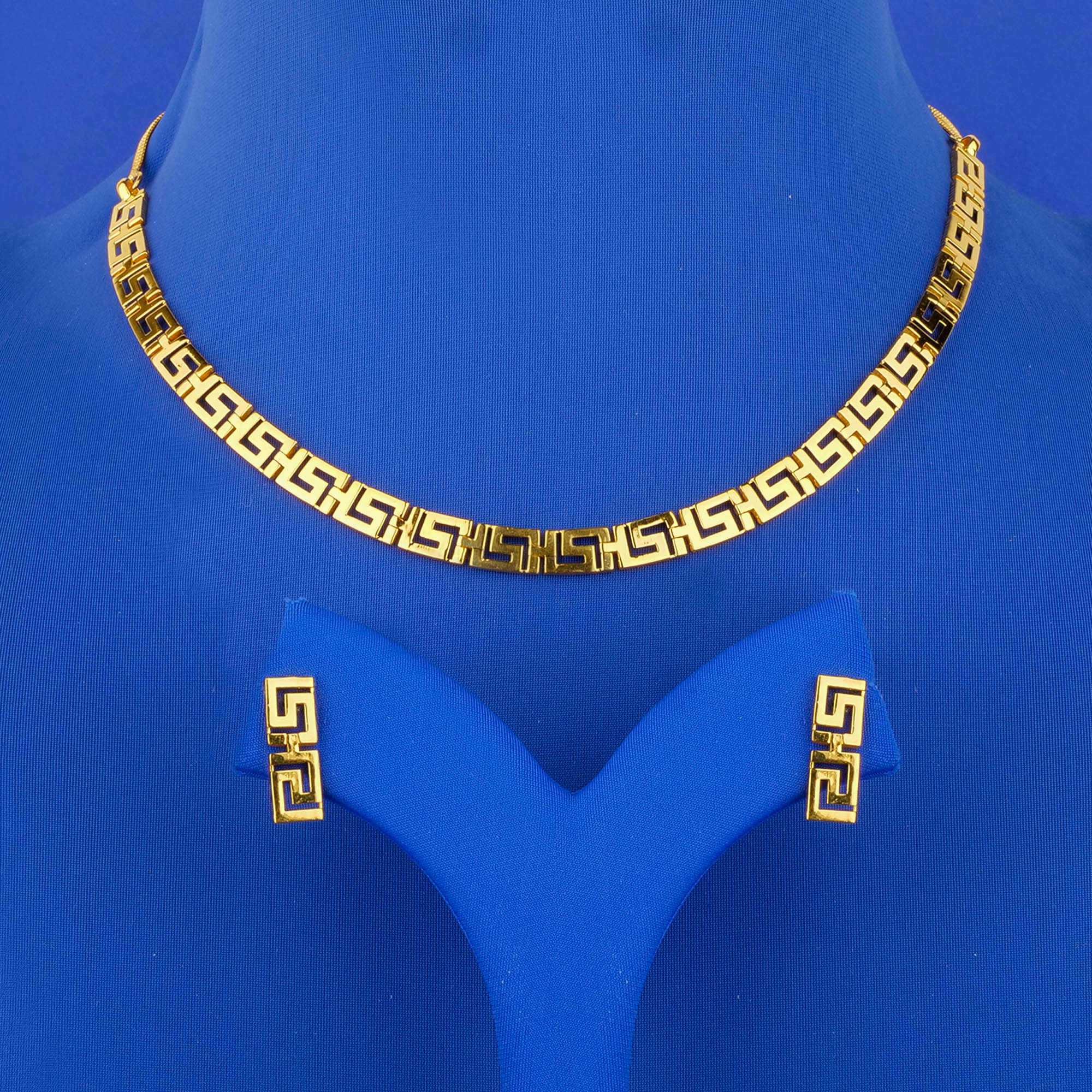 22K 'Fancy' Gold Necklace Earring Set