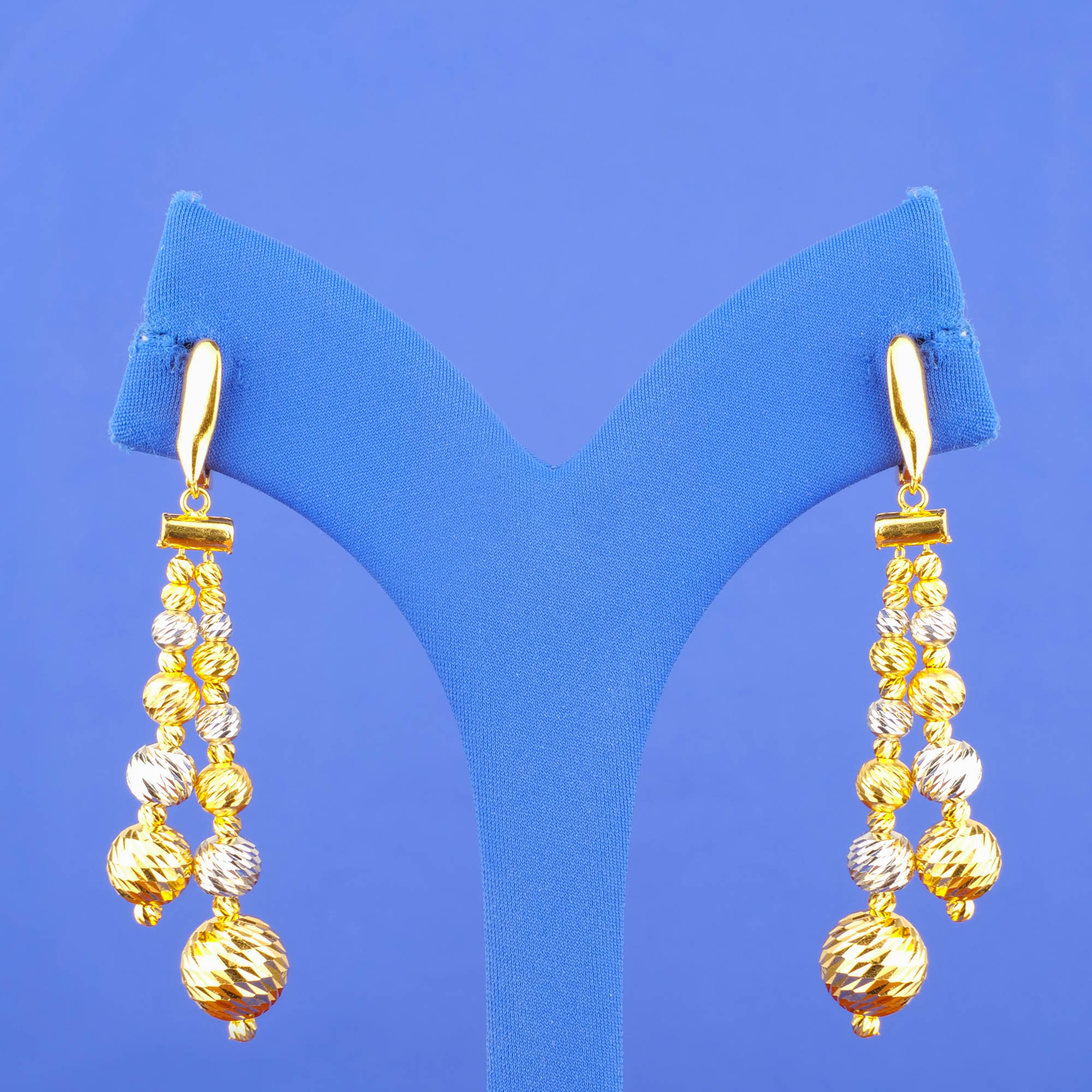 Twenty-Two Karat 'Fancy' Two-Tone Gold Earrings