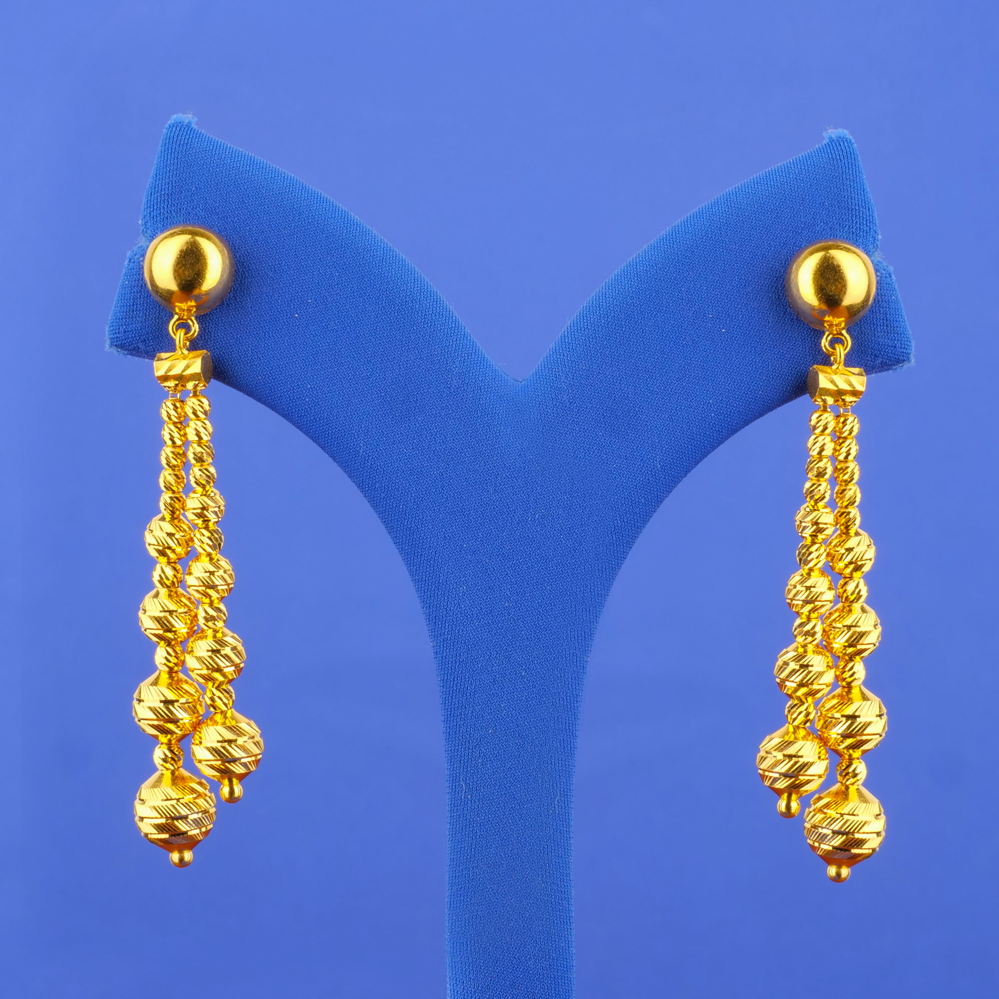 Twenty-Two Karat 'Fancy' Gold 'Drop' Earrings
