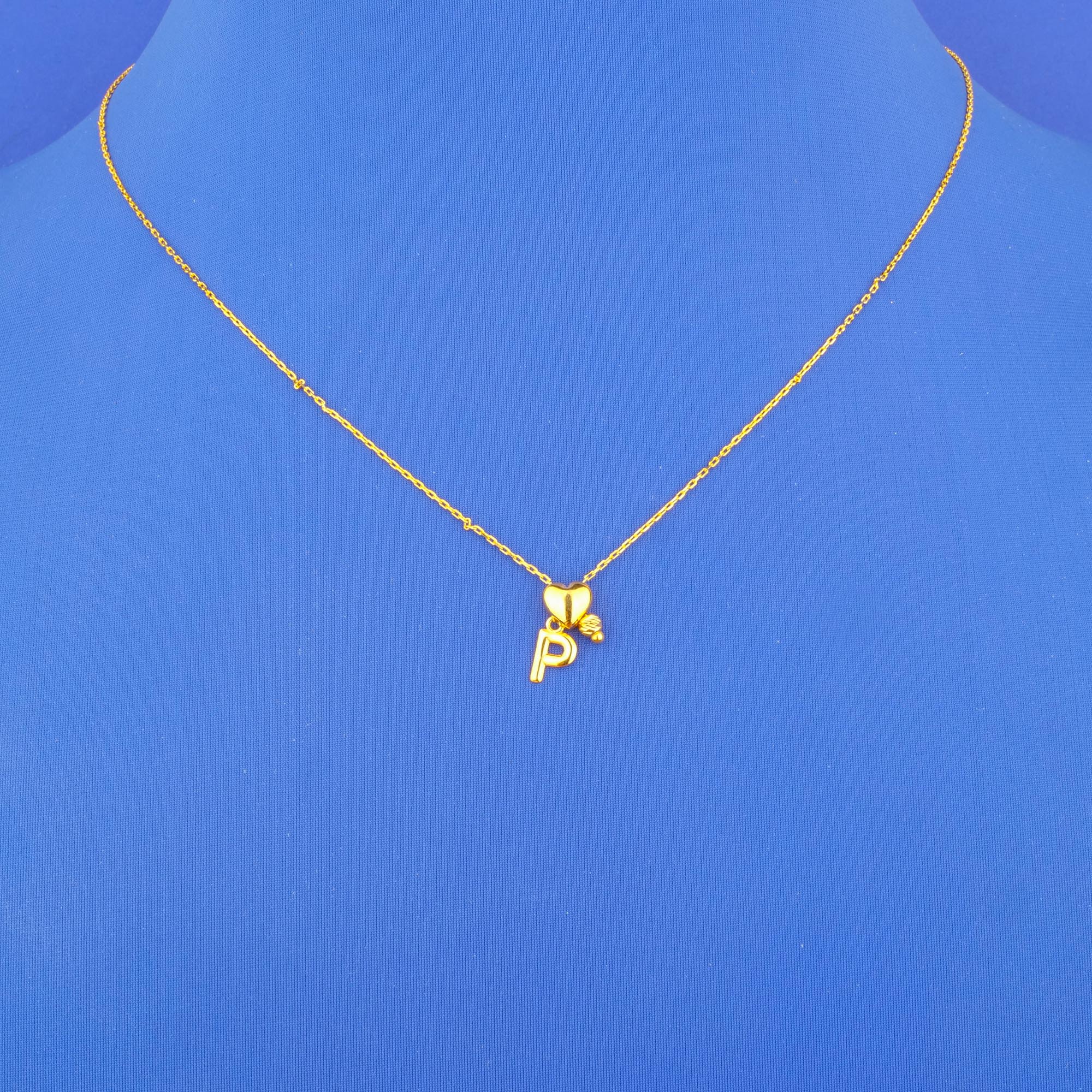 22K 'Fancy' Gold Initial 'P' Necklace