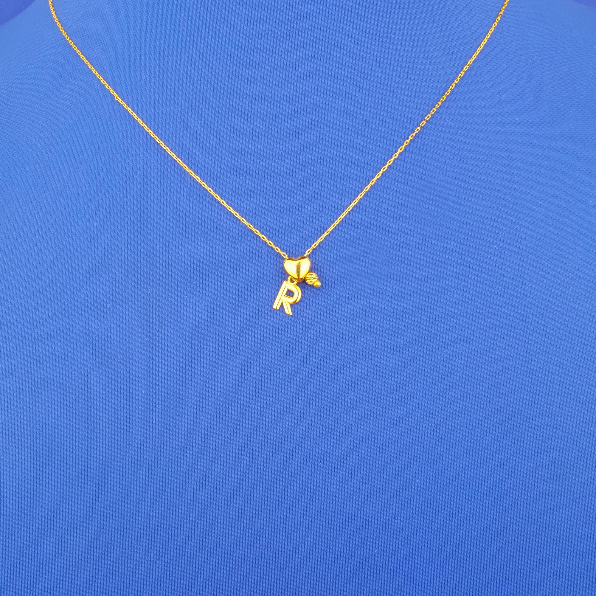 22K 'Fancy' Gold Initial 'R' Necklace