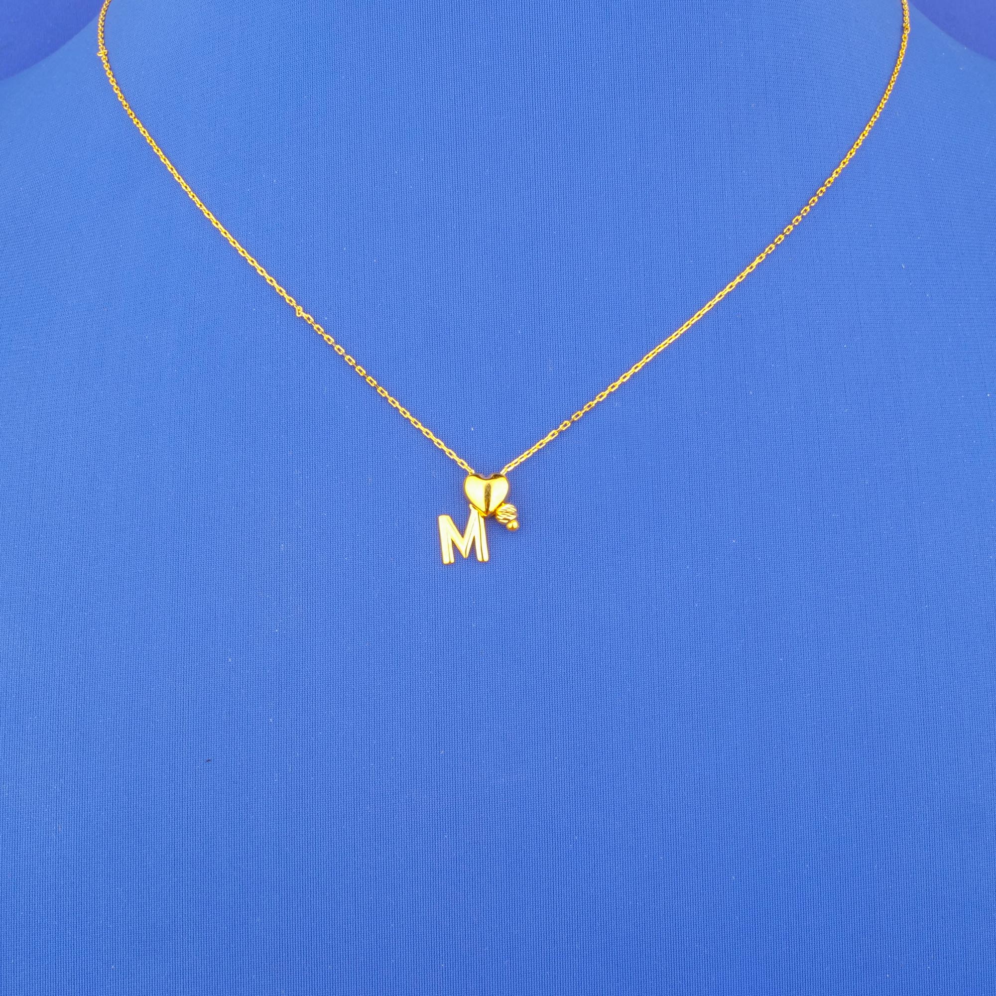 22K 'Fancy' Gold Initial 'M' Necklace
