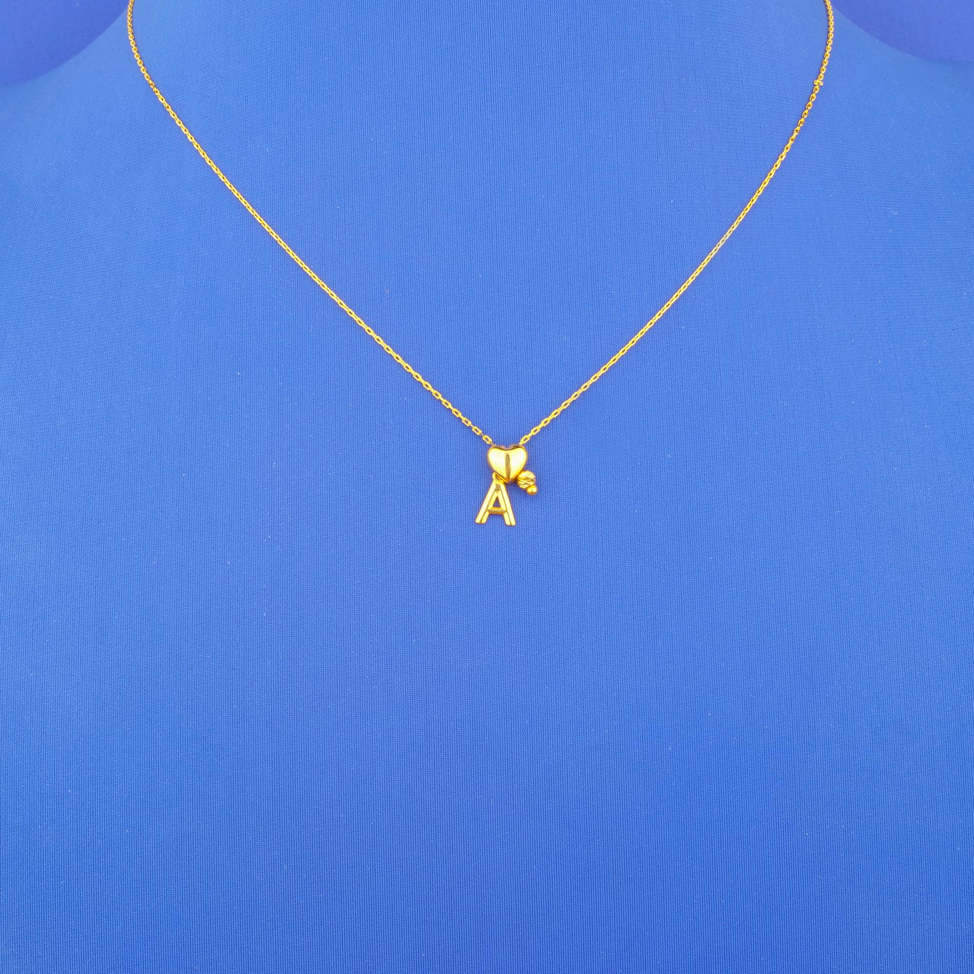 22K 'Fancy' Gold Initial 'A' Necklace