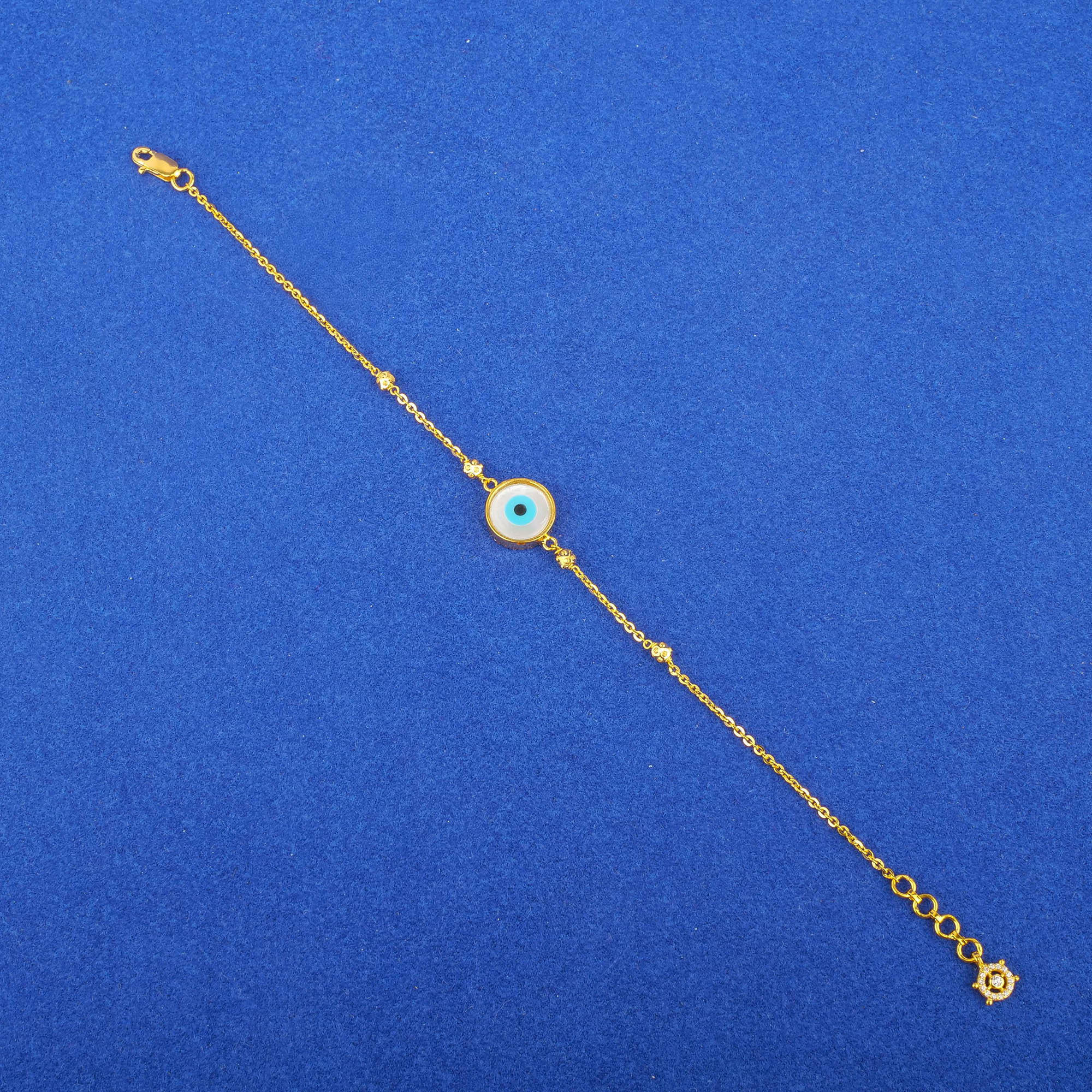22K Gold Mother of Pearl 'Evil Eye' Bracelet