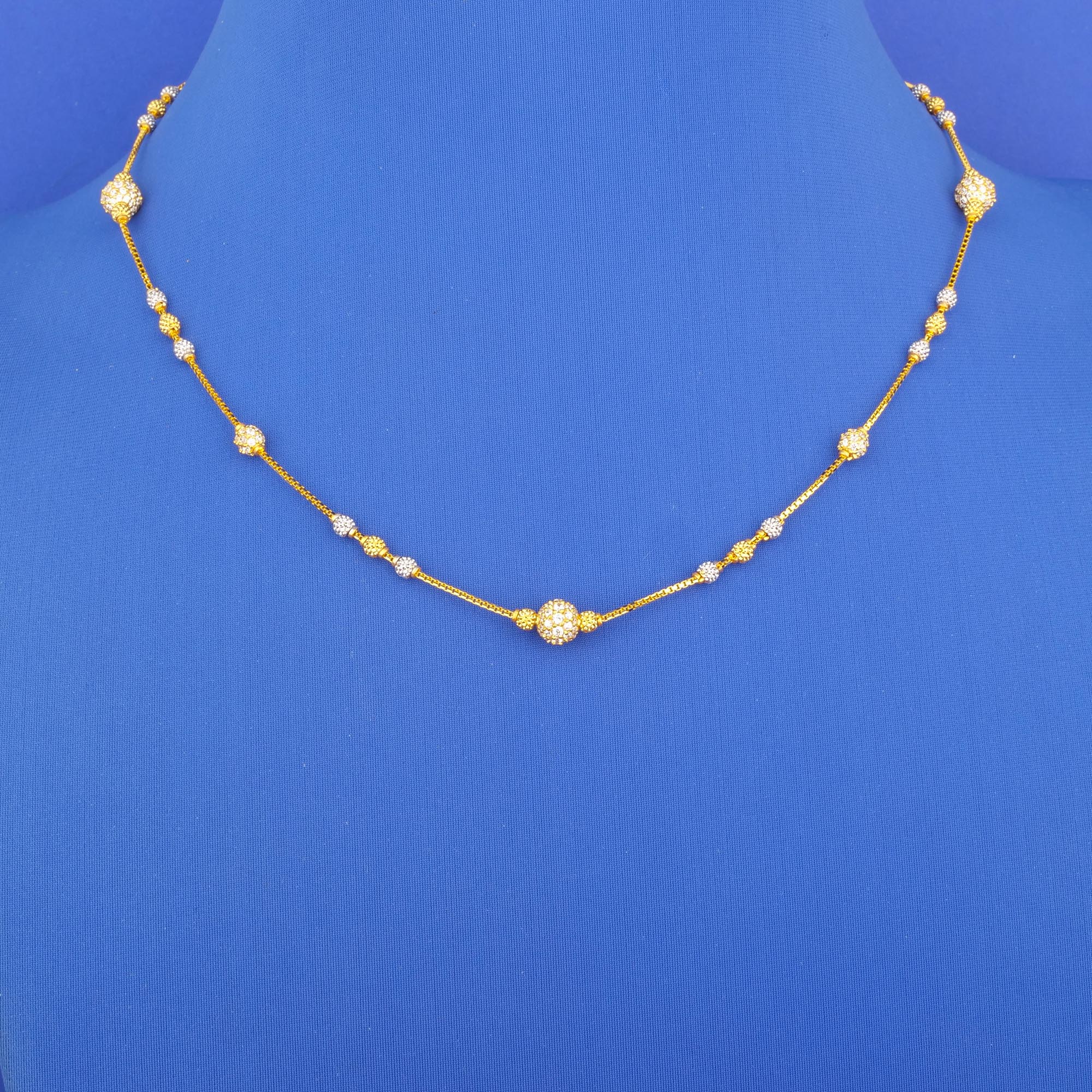 22K Two-Tone Gold Cubic Zirconia Chain*