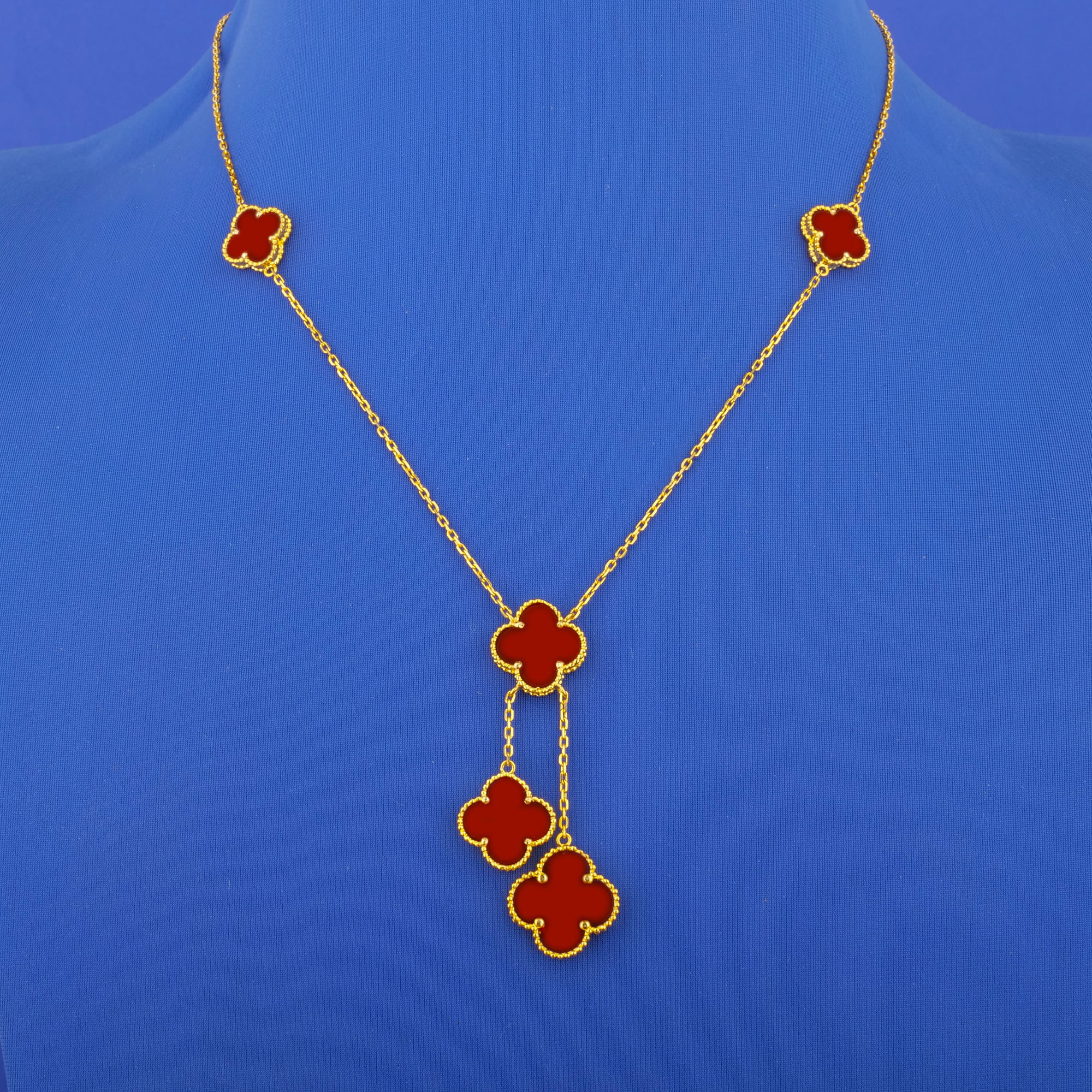 22K 'Fancy' Gold Carnelian 'Clover' Necklace