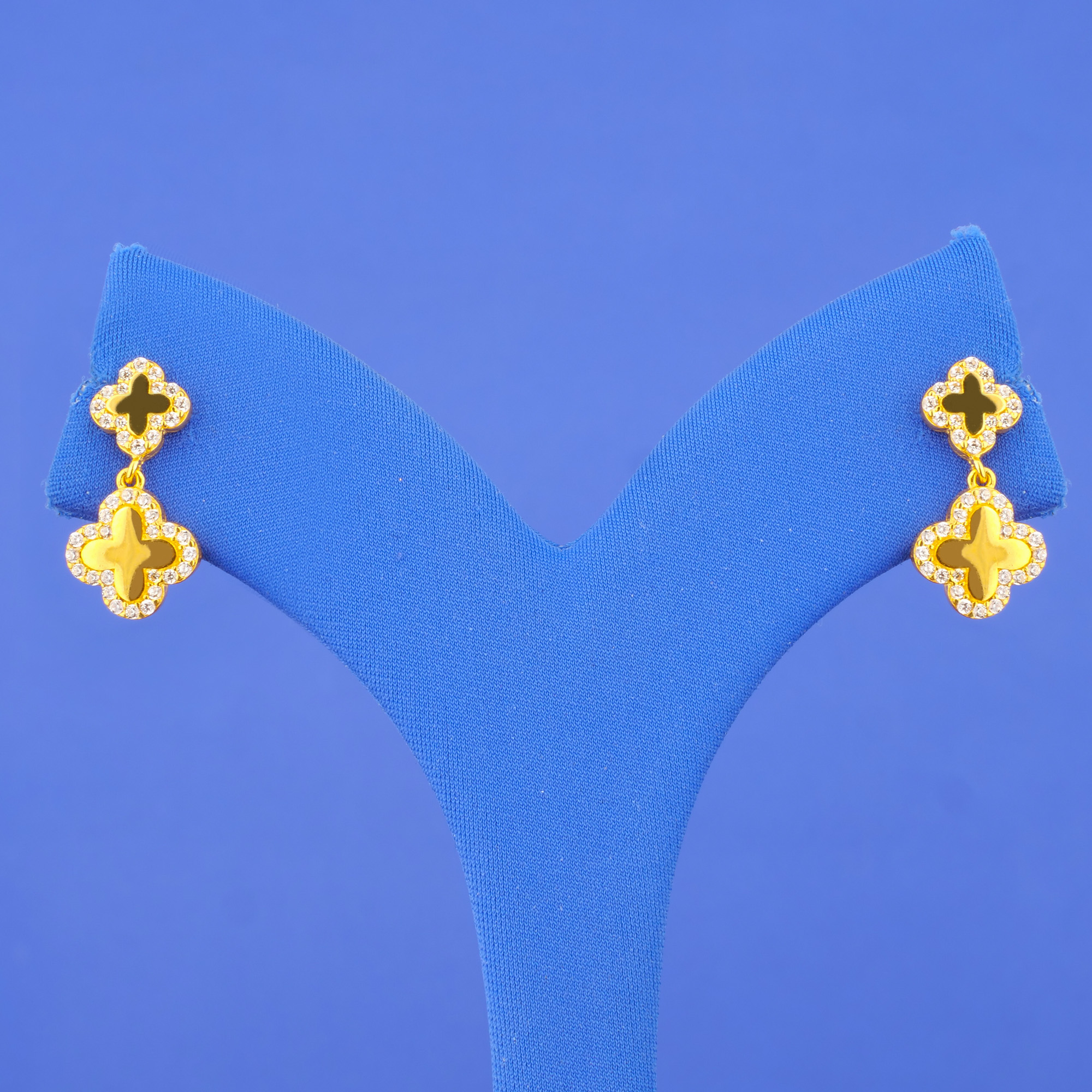 Twenty-Two Karat 'Fancy' Gold Cubic Zirconia 'Drop' Earrings