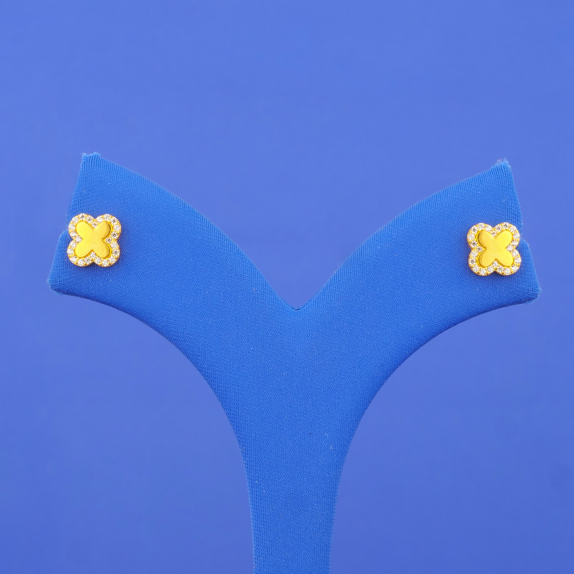 22K Gold Cubic Zirconia 'Clover' Earrings