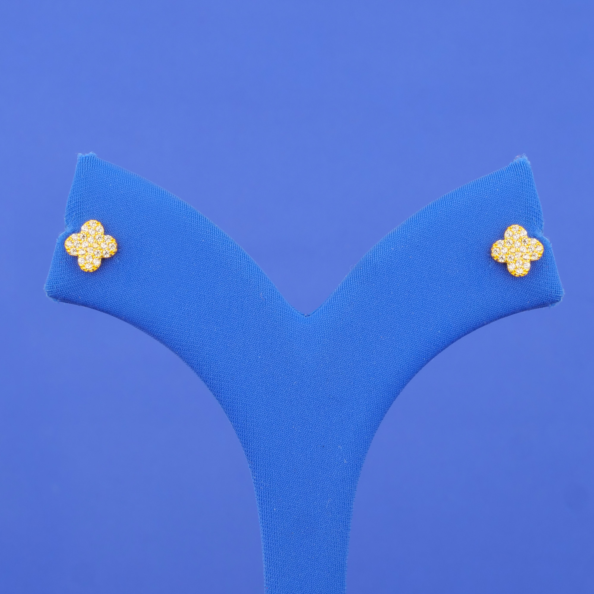 22K Gold Cubic Zirconia 'Clover' Earrings