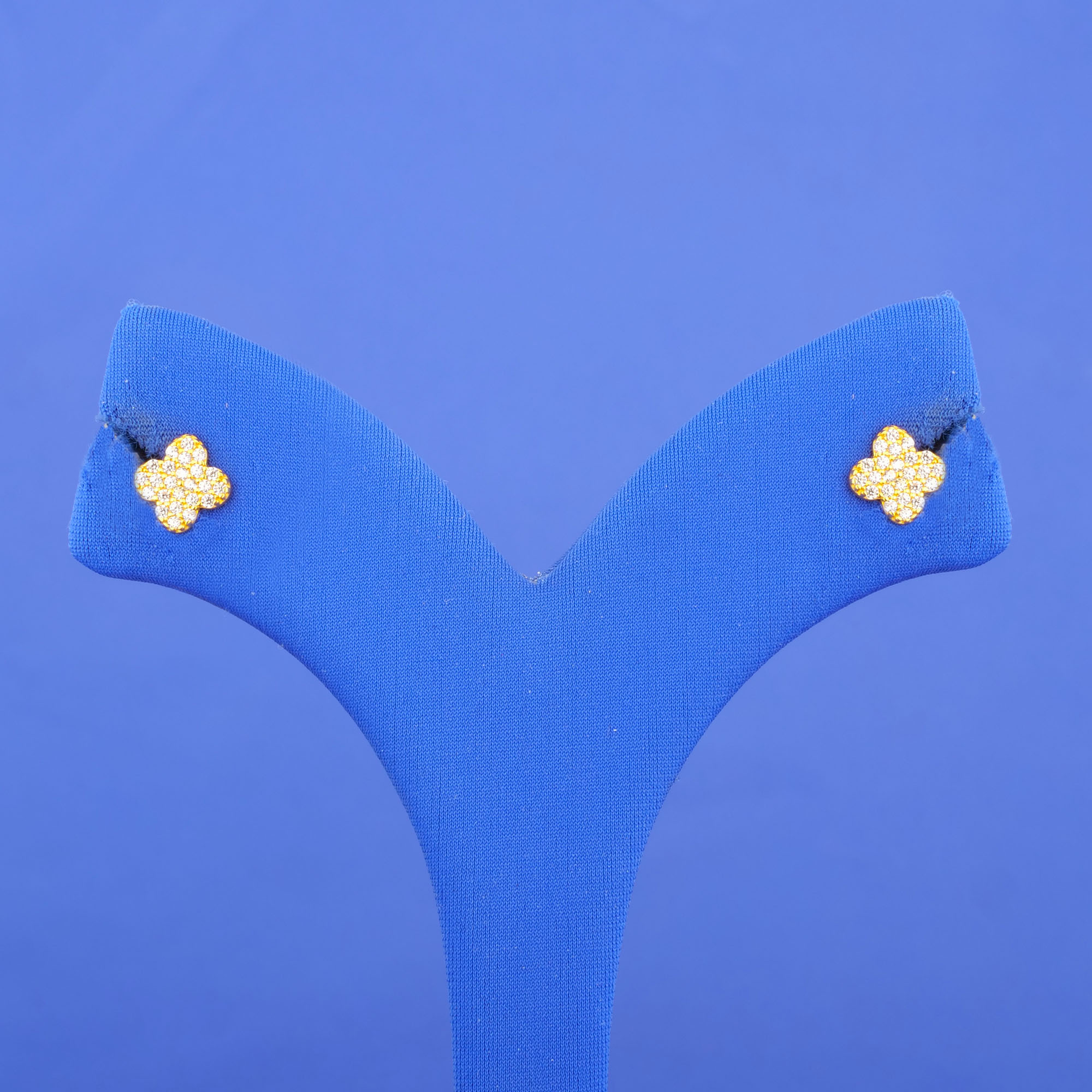 Twenty-Two Karat Gold Cubic Zirconia 'Clover' Earrings