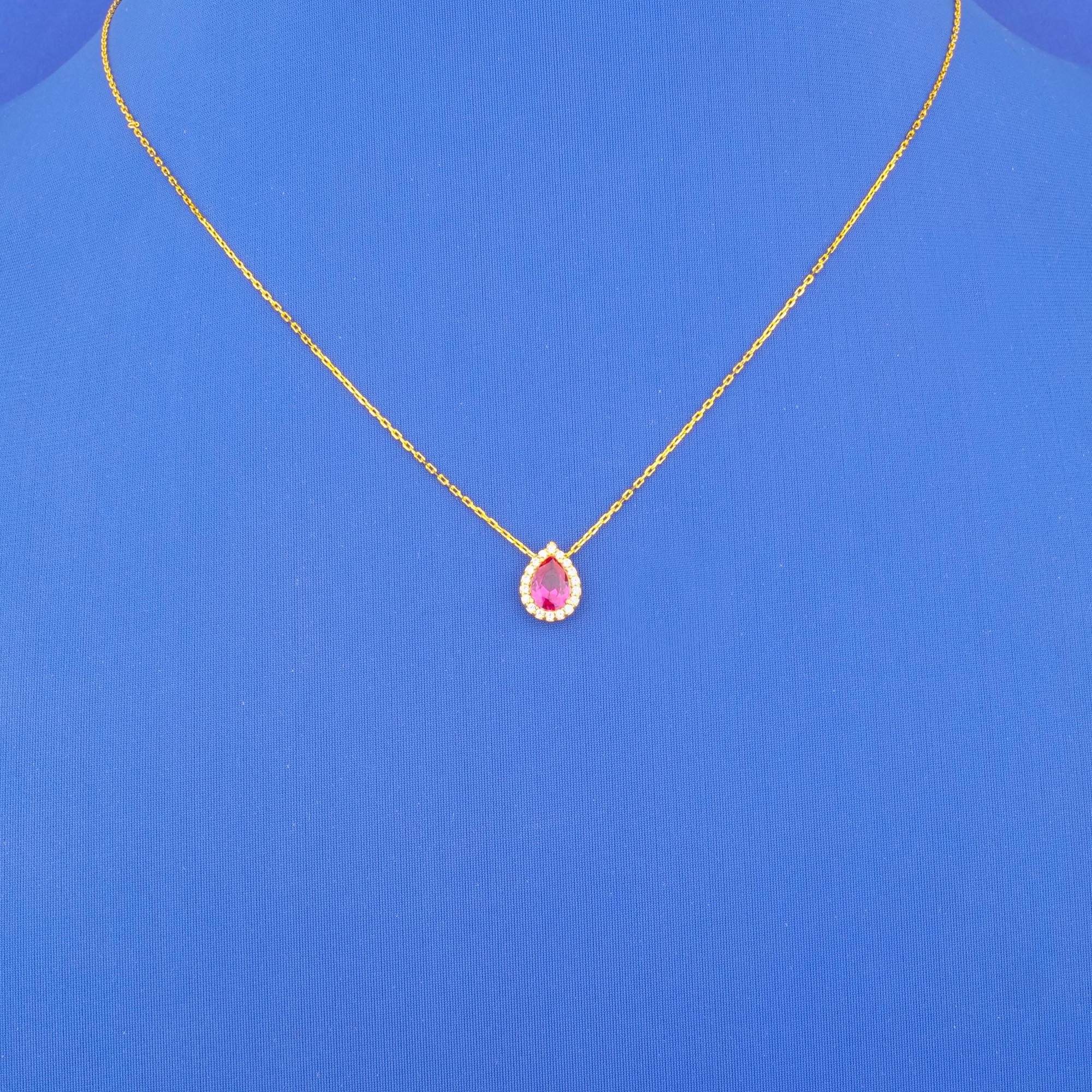 22K Gold Cubic Zirconia/Colored Stone Necklace