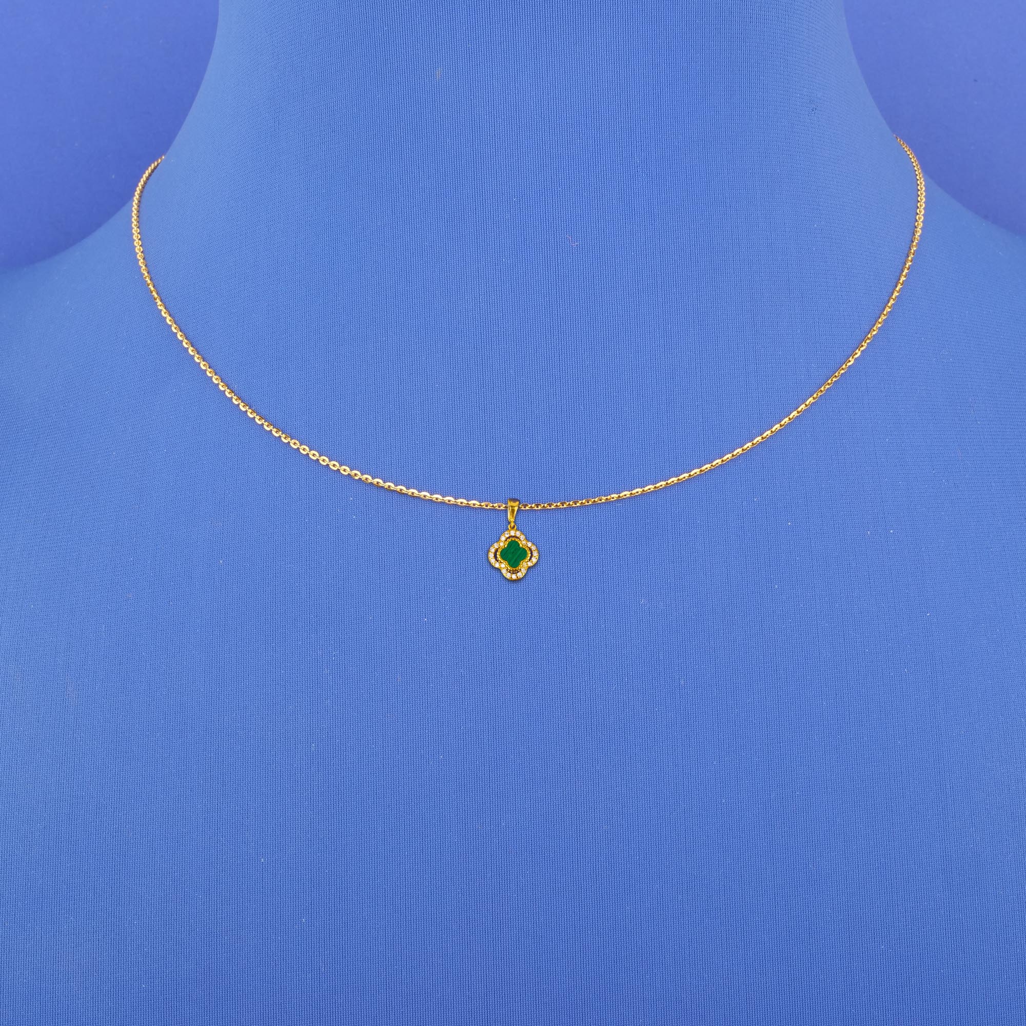 22K Gold Malachite 'Clover' Pendant